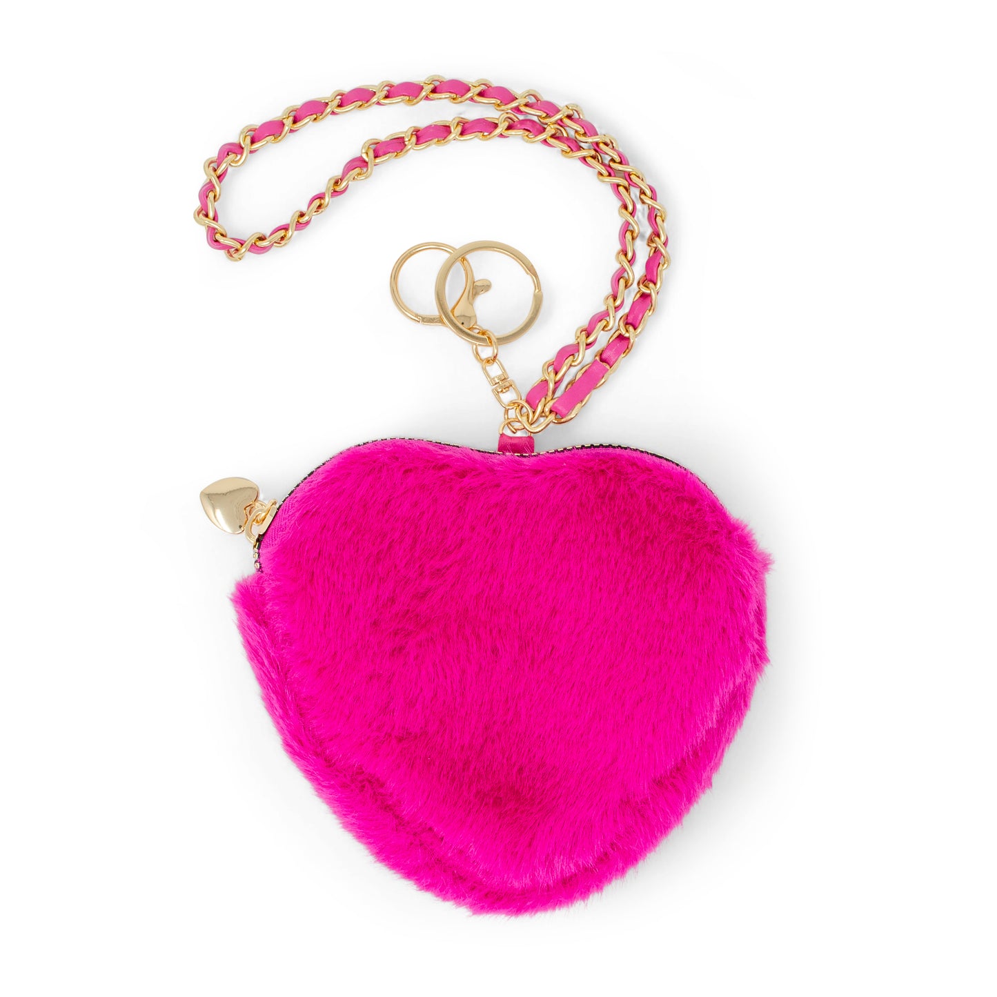 Valentine's Day Girl's Fuzzy Heart Wristlet Coin Purse
