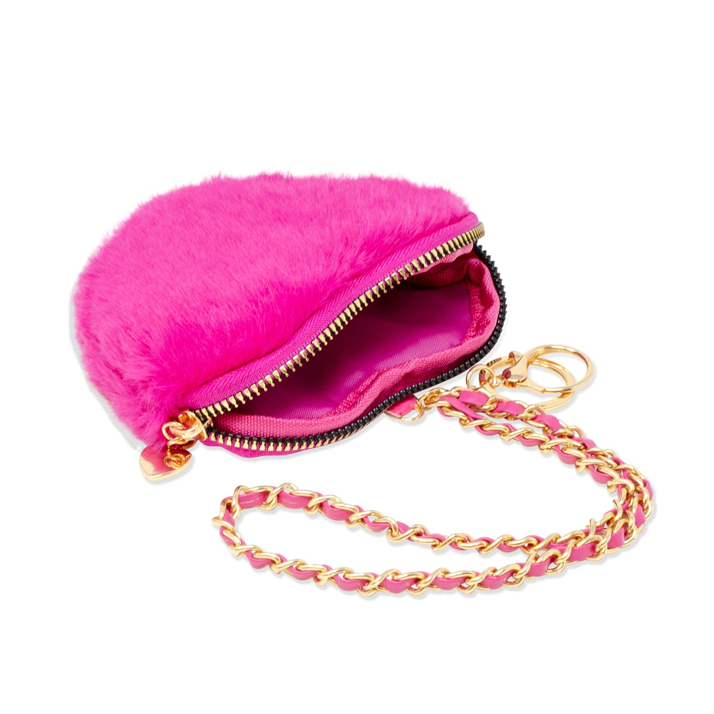 Valentine's Day Girl's Fuzzy Heart Wristlet Coin Purse