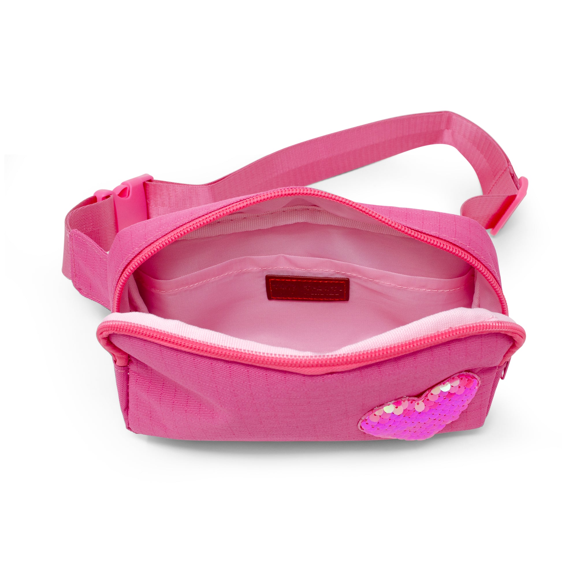 Zomi Gems Sequin Heart Belt Bag for Kids - Hot Pink Inside