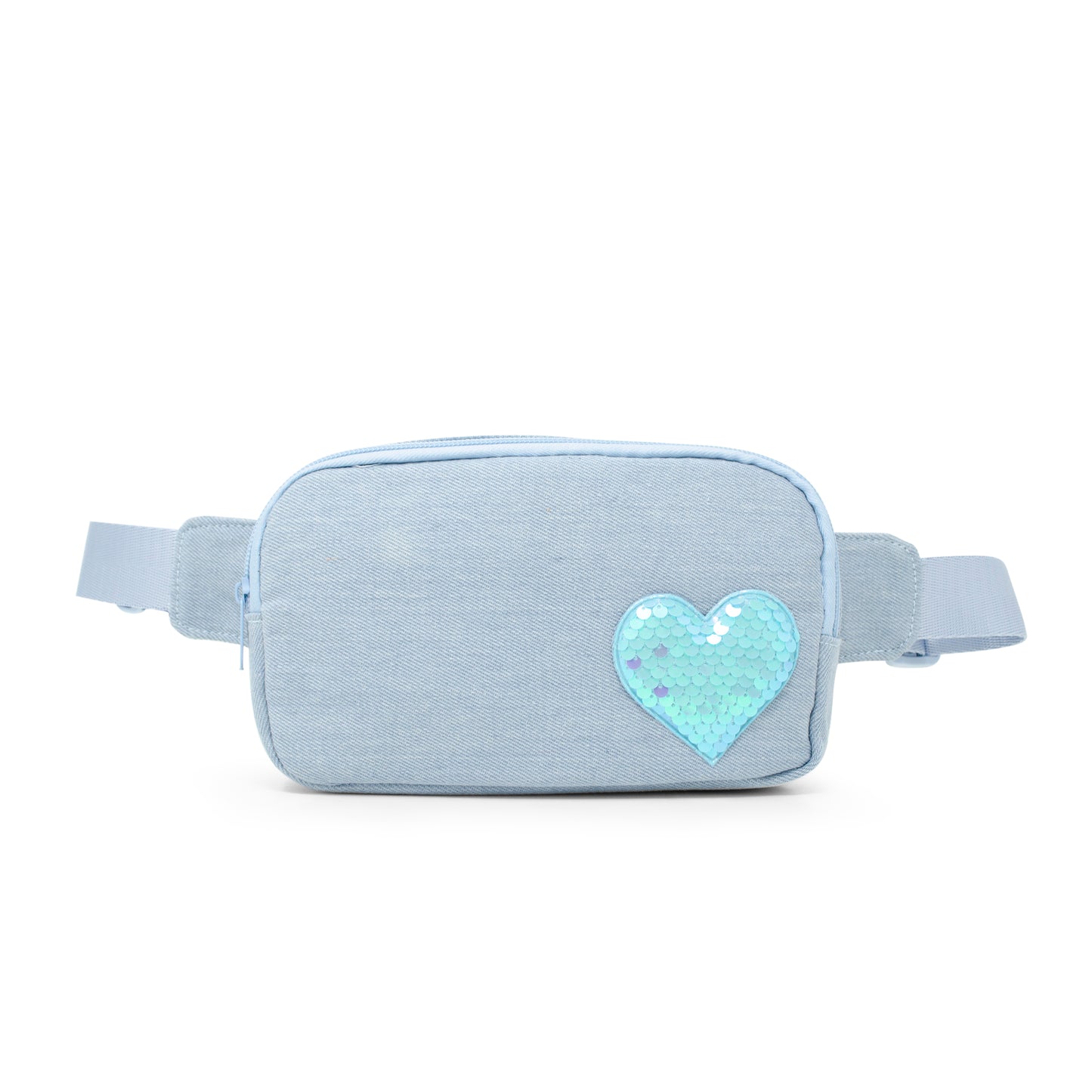 Zomi Gems Sequin Heart Belt Bag for Kids - Blue Denim