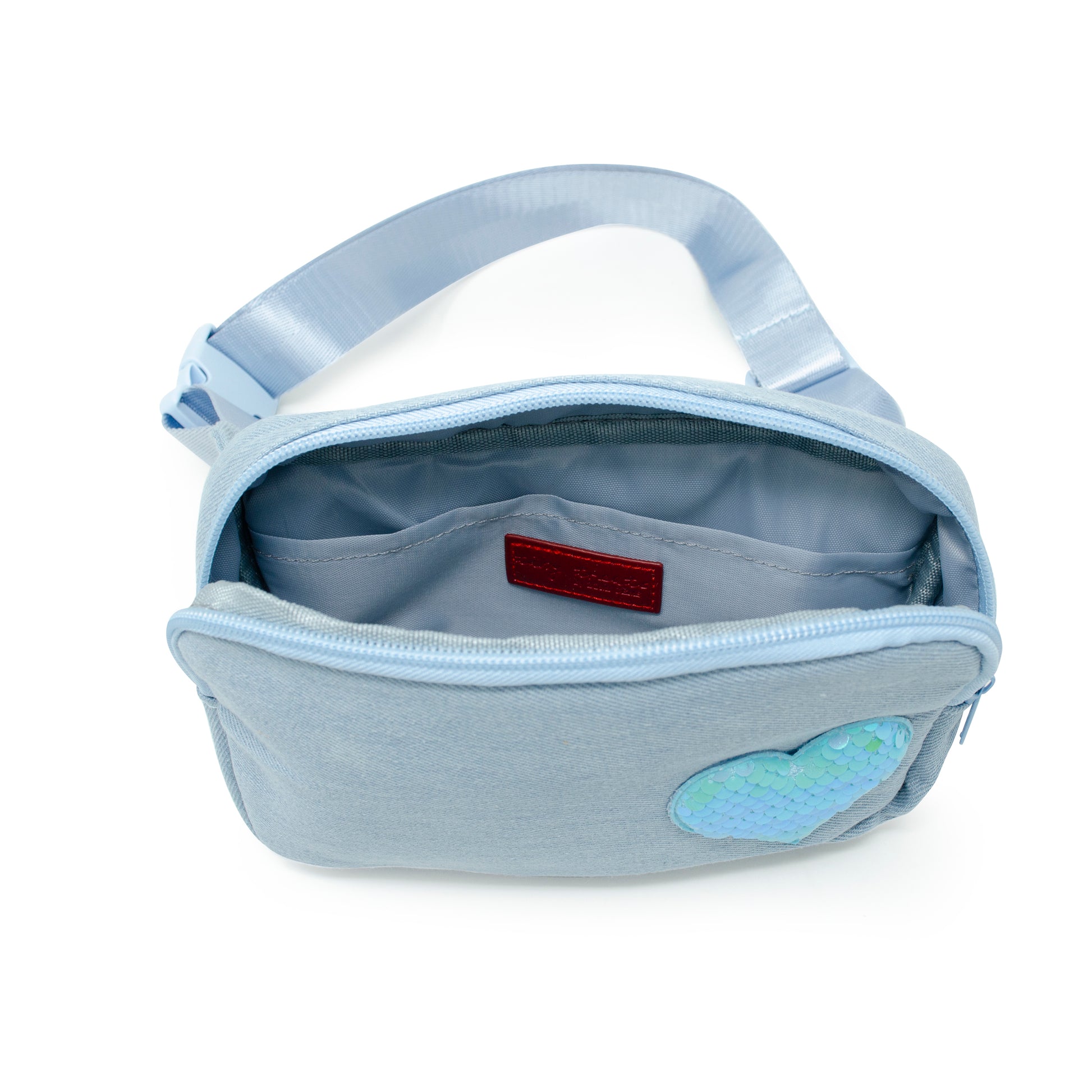 Zomi Gems Sequin Heart Belt Bag for Kids - Blue Denim Inside