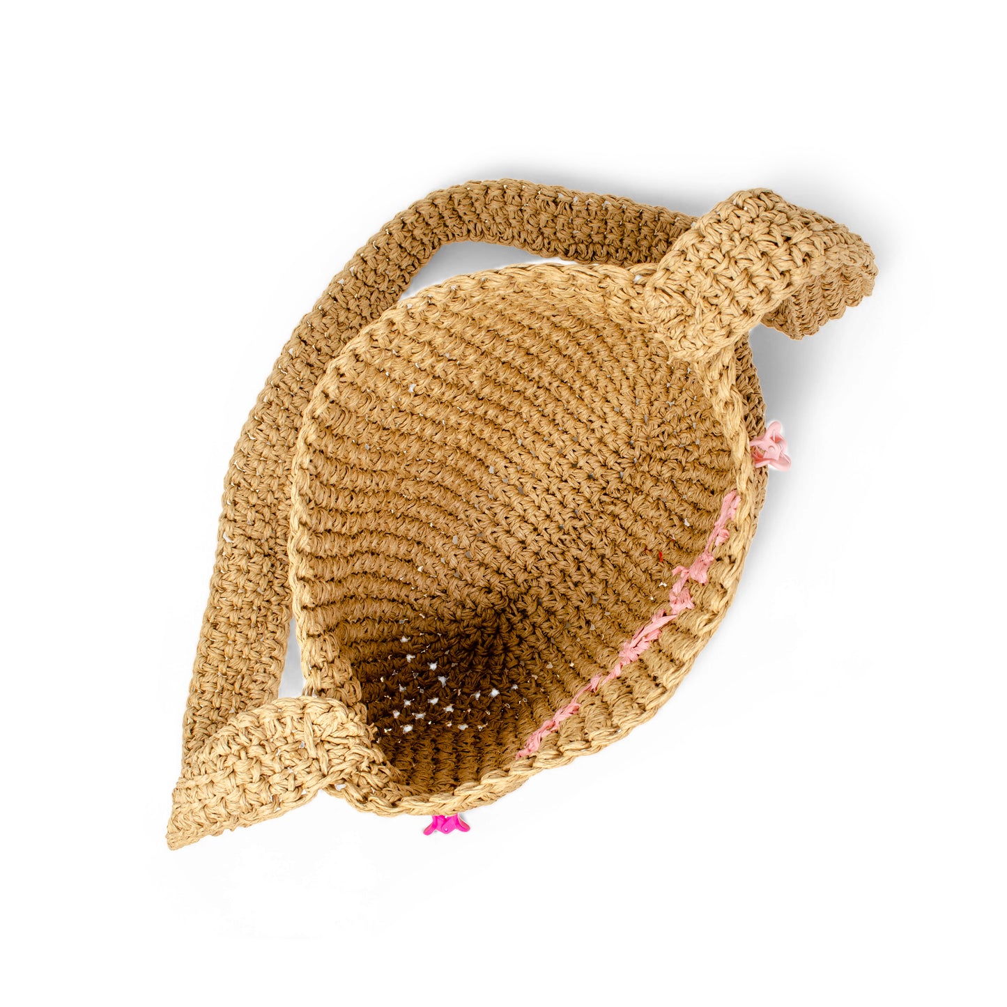 Girls Crossbody Woven Straw Message Charm Tote