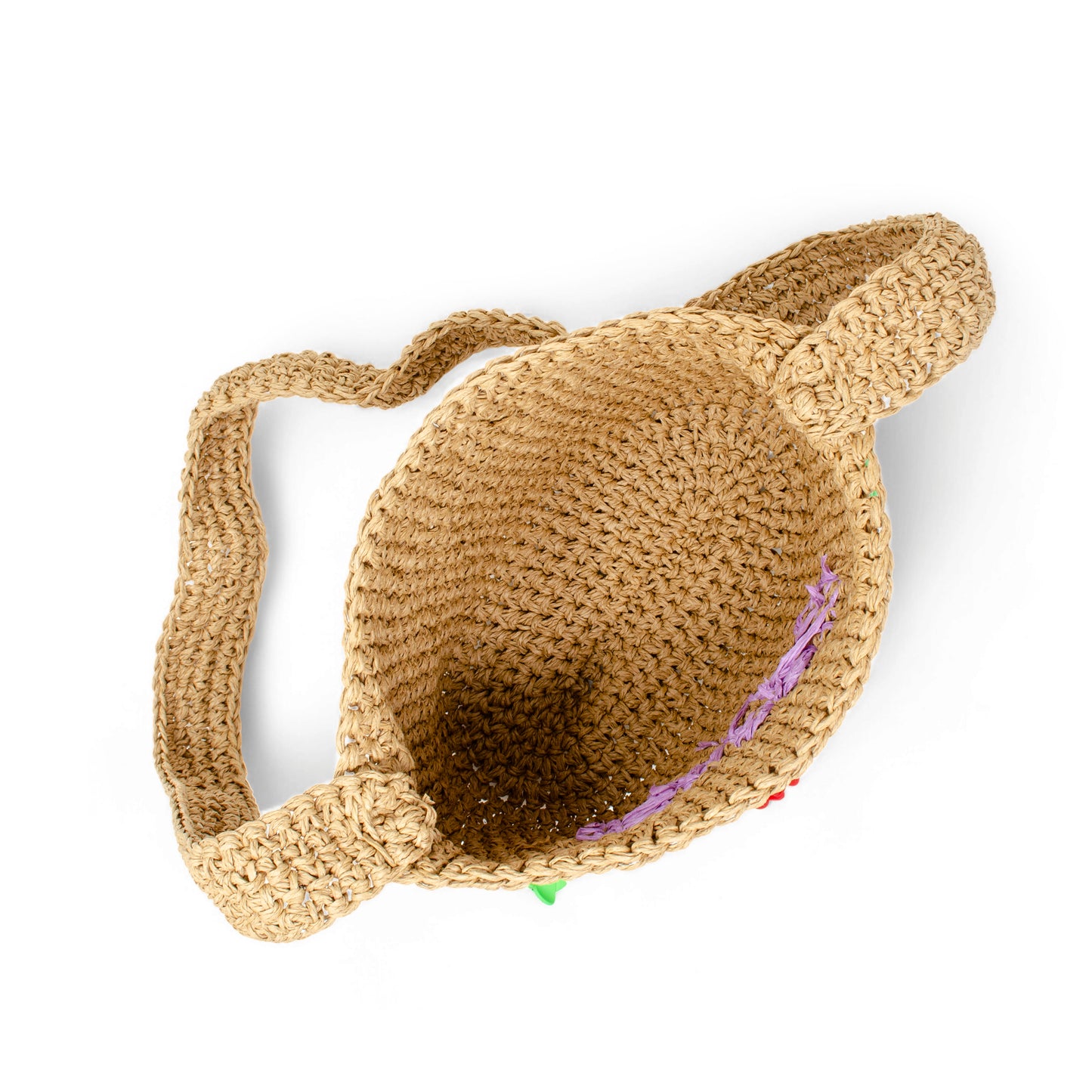 Girls Crossbody Woven Straw Message Charm Tote