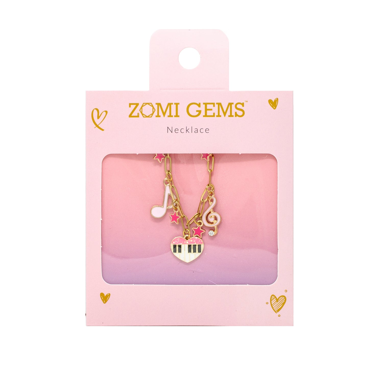 Music Multi Charm Necklace with Piano