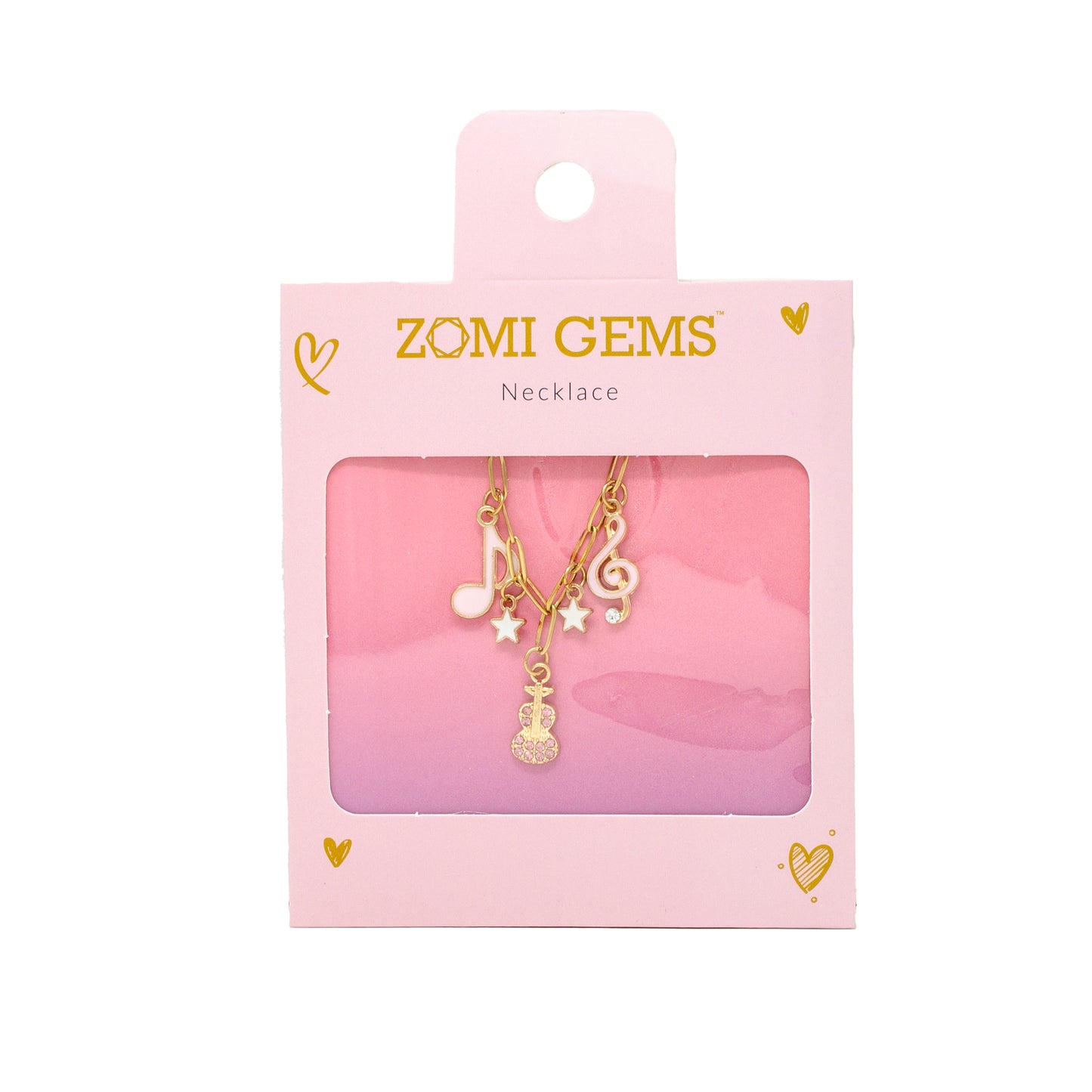 Music Multi Charm Necklace with Guitar