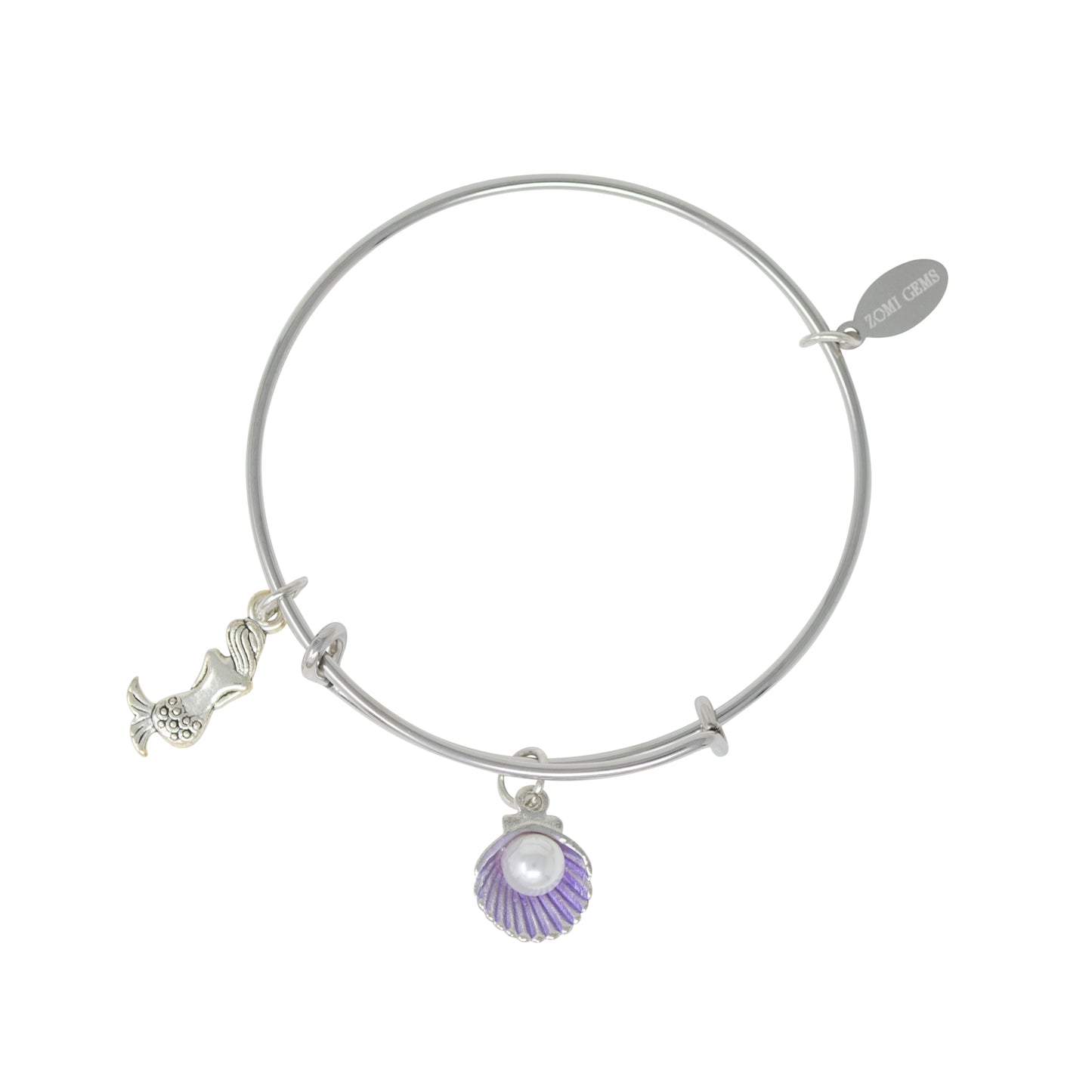 Mermaid & Seashell Bangle Bracelet