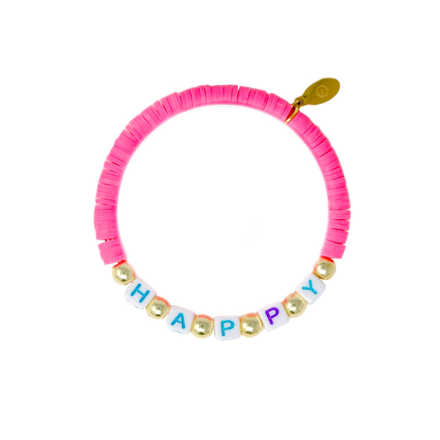 Hot Pink Happy Disk Bracelet