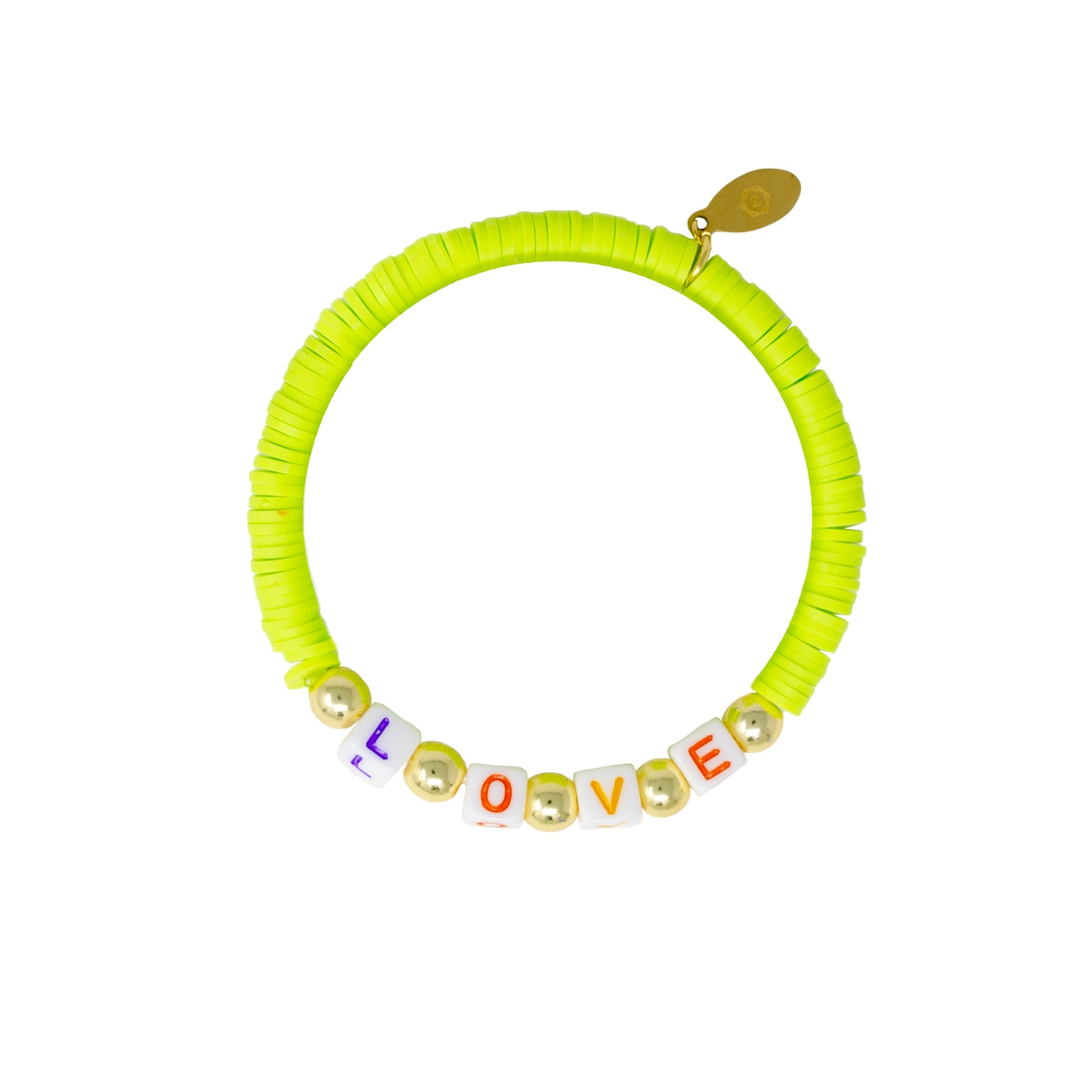 Lime Green Love Disk Bracelet