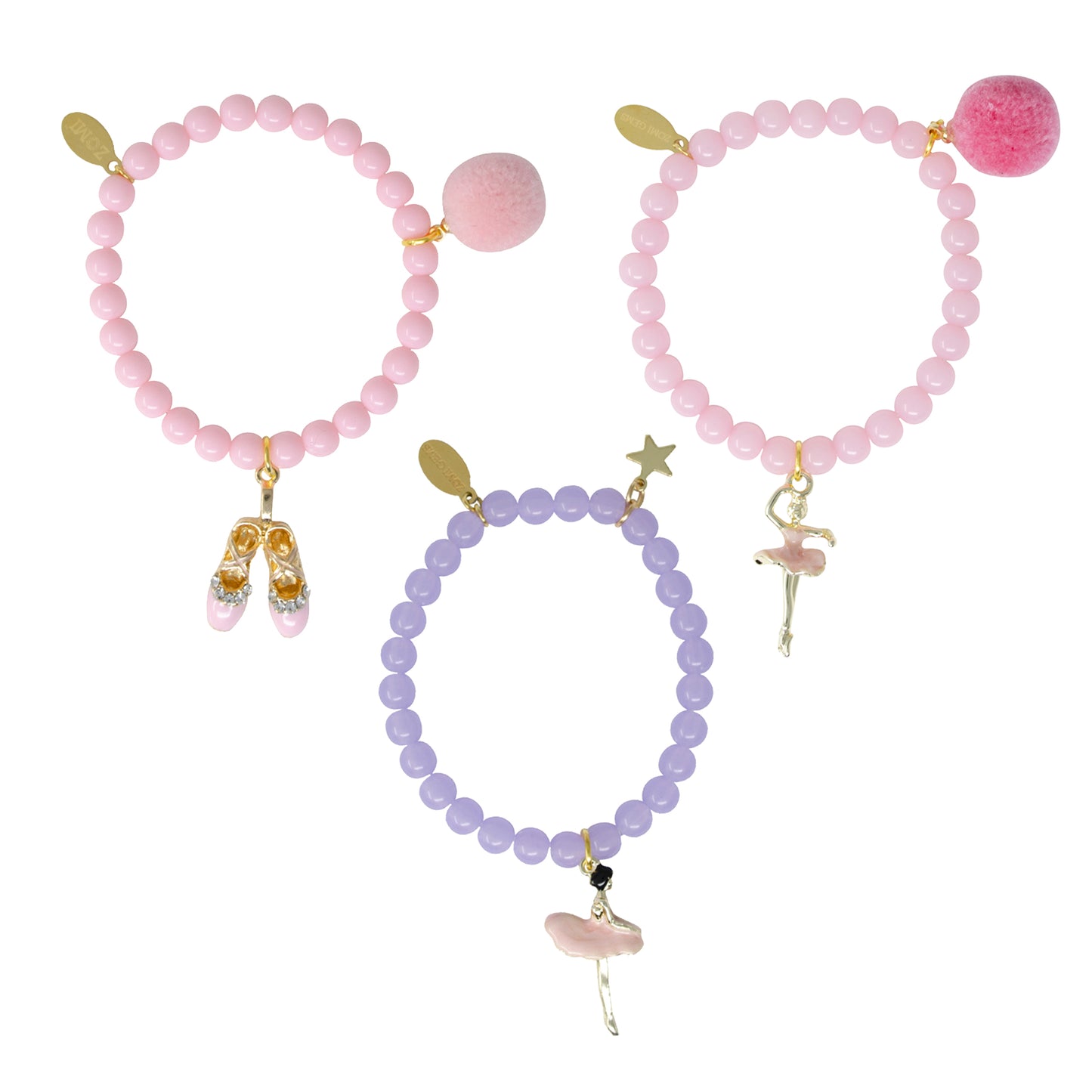 Ballerina Pom Pom Bead Bracelet Set