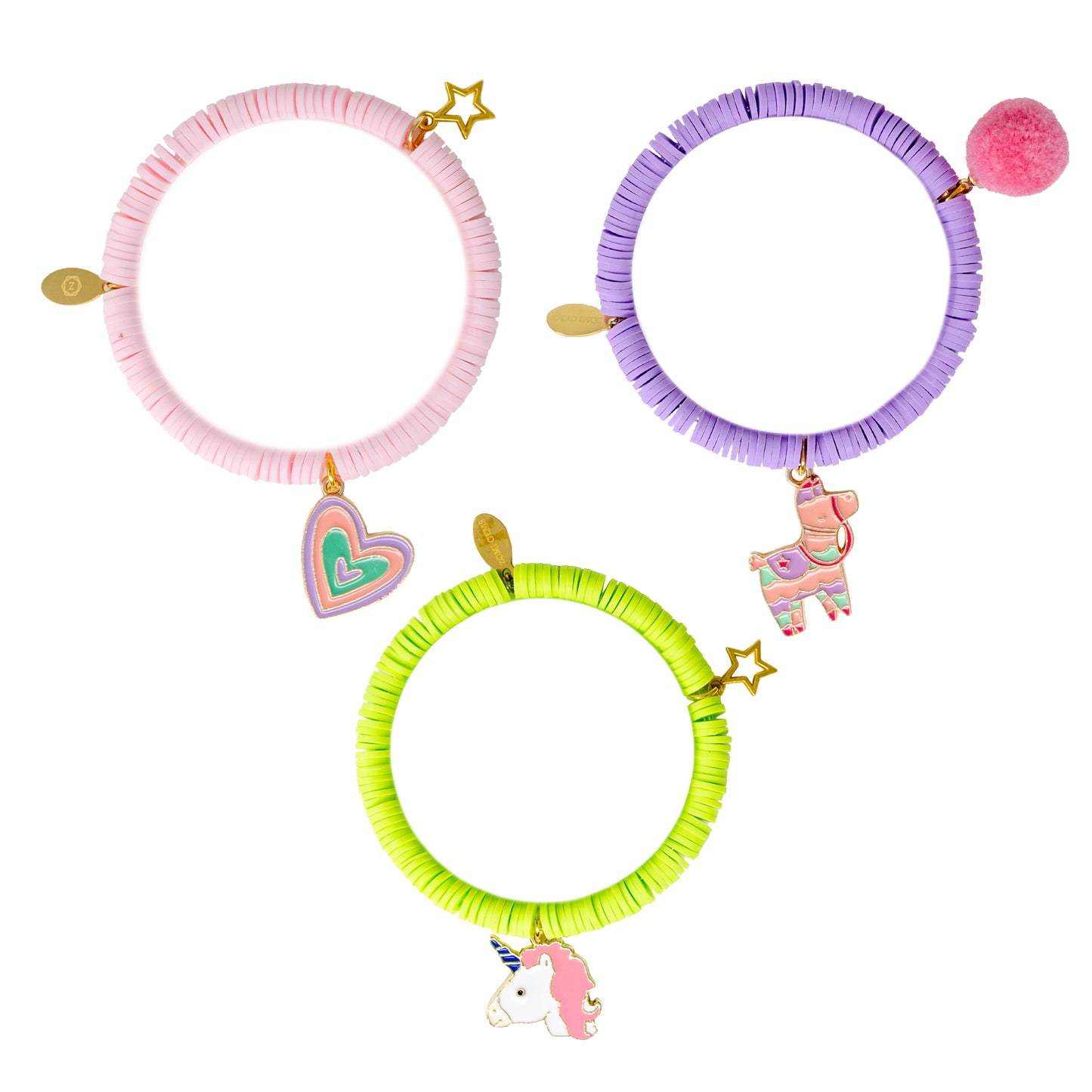 Bright Unicorn Disk Bead Bracelet Set