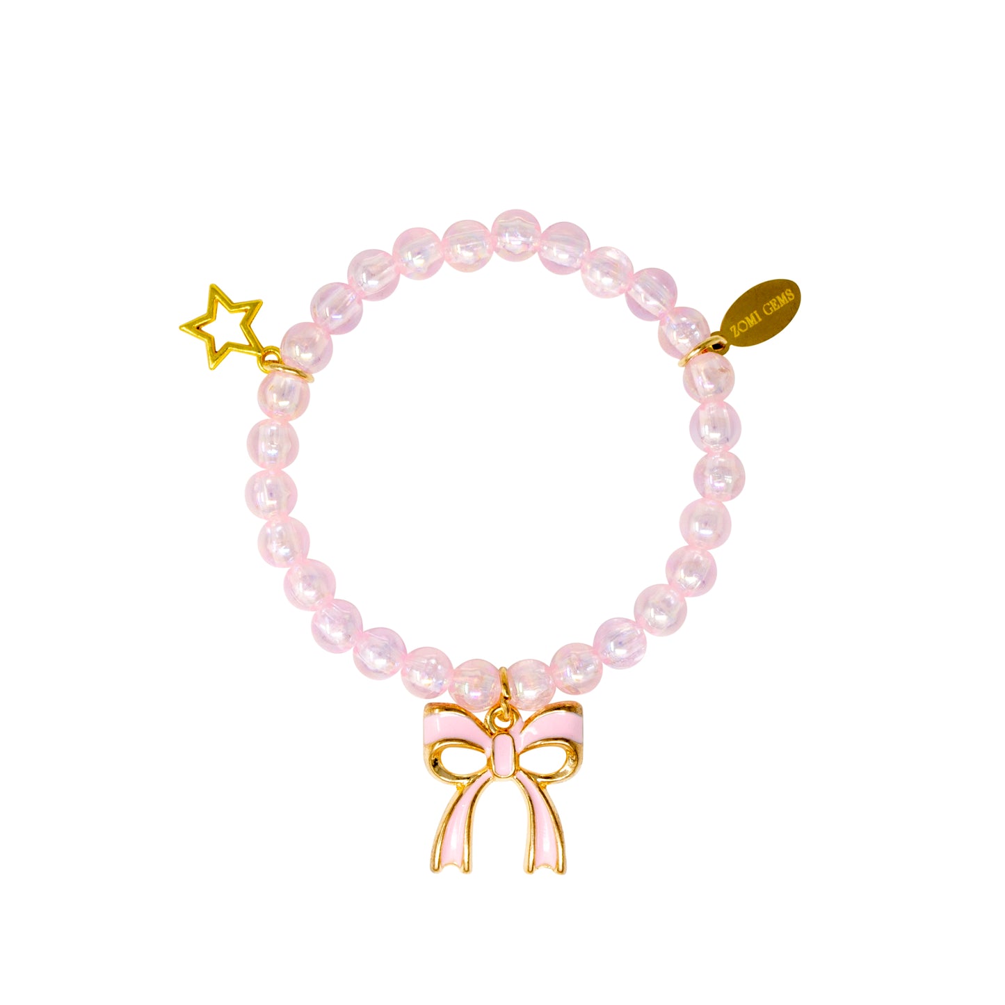 Pink Bow Bead Bracelet