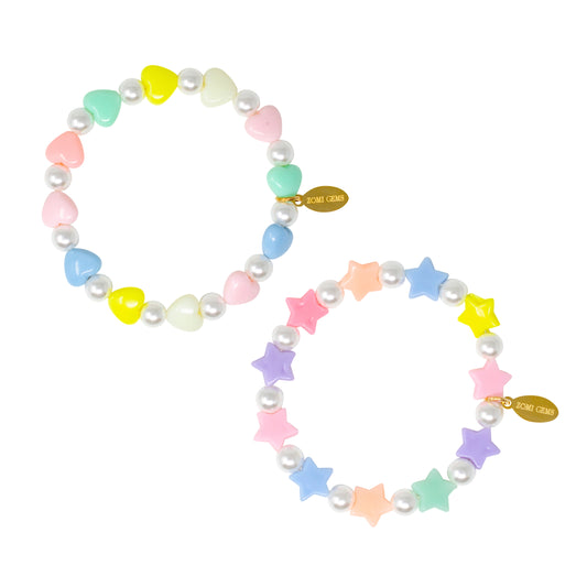 Star & Heart Pastel Bracelet Set
