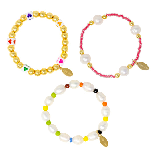 Pearl & Gold Elegant Bracelet Set