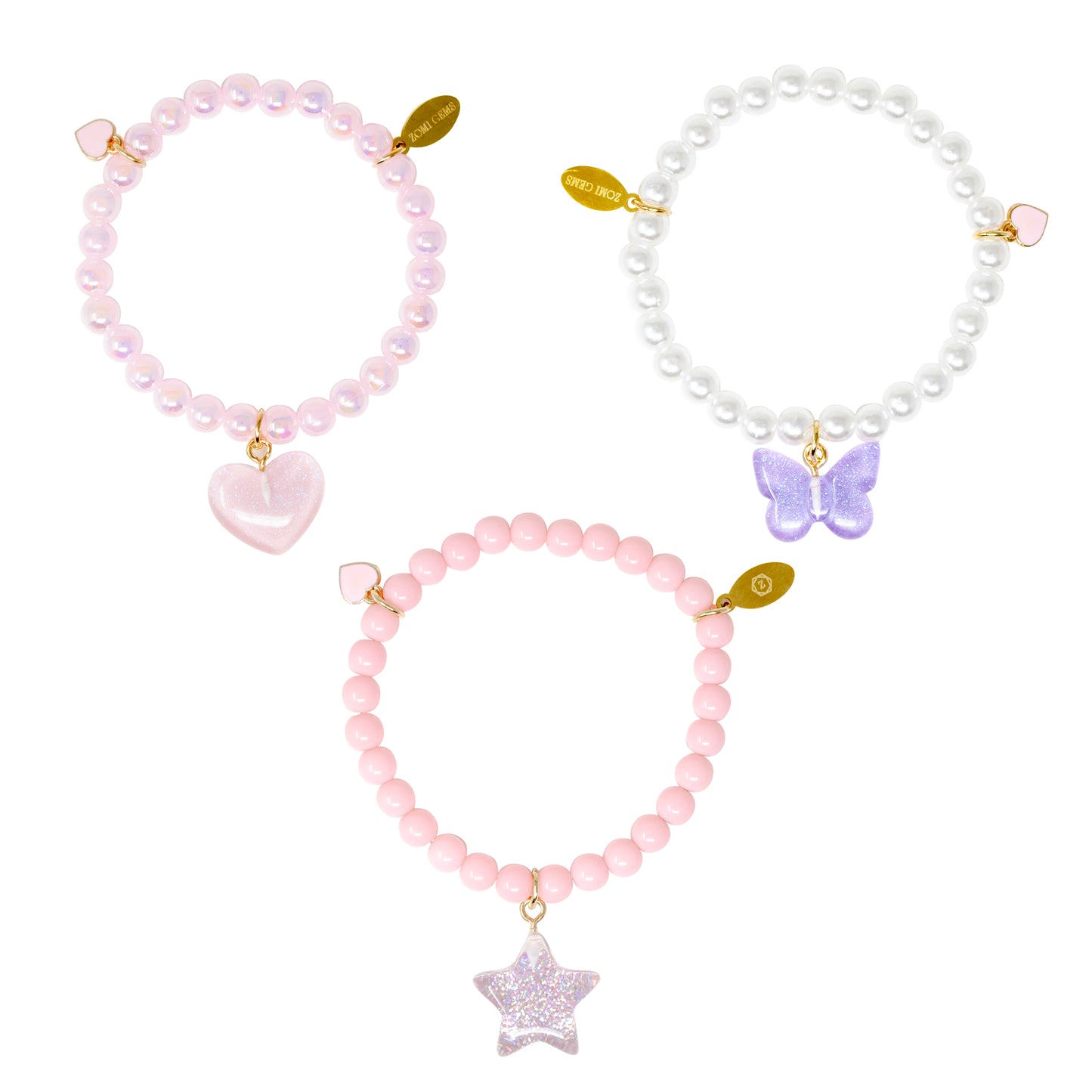 Butterfly, Star & Heart Bracelet Set