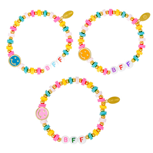 Girl's BFF Smile Stretchy Bracelet Set