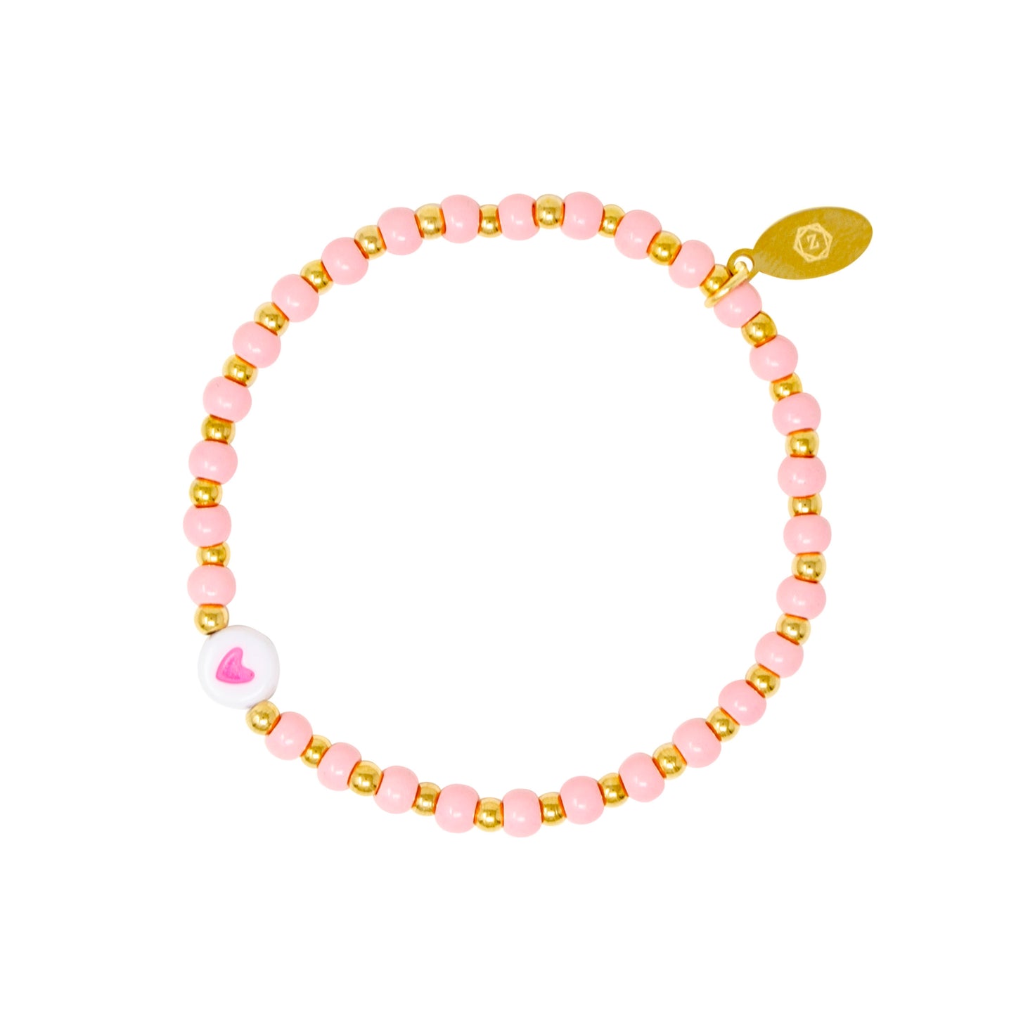 Girl's Dainty Bead Heart Stretchy Bracelet Set