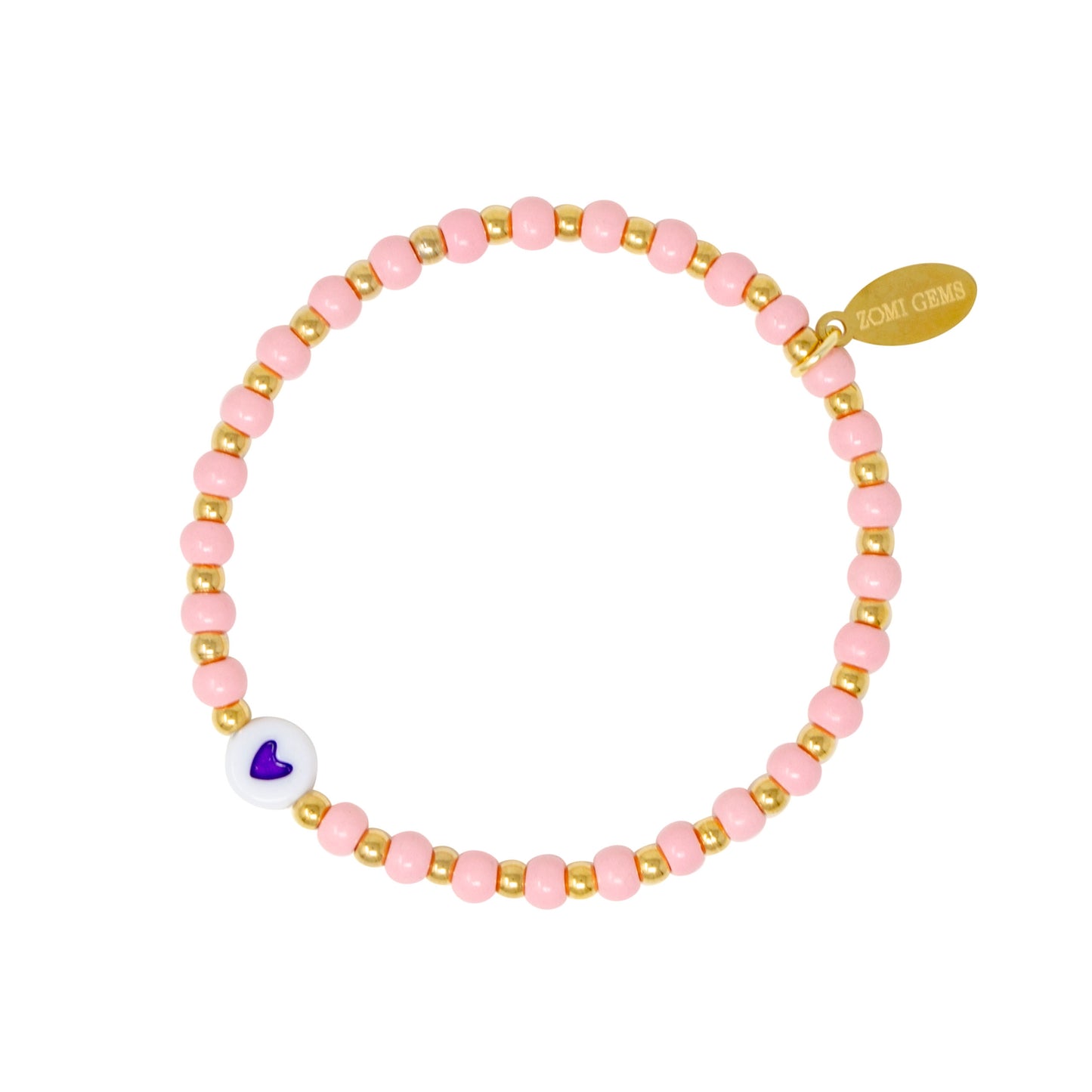 Girl's Dainty Bead Heart Stretchy Bracelet