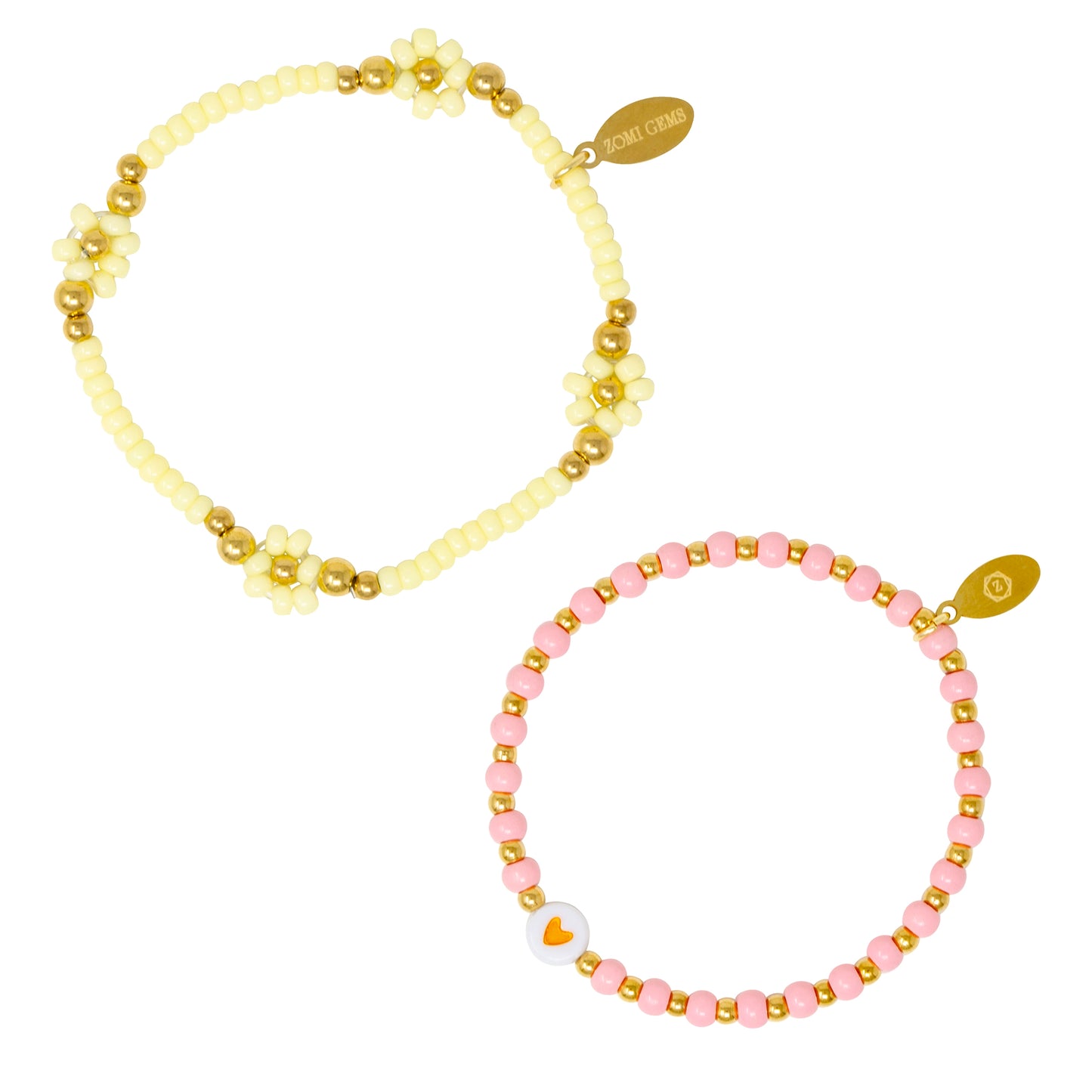 Girl's Tiny Daisies Stretchy Bead Bracelet Pairs