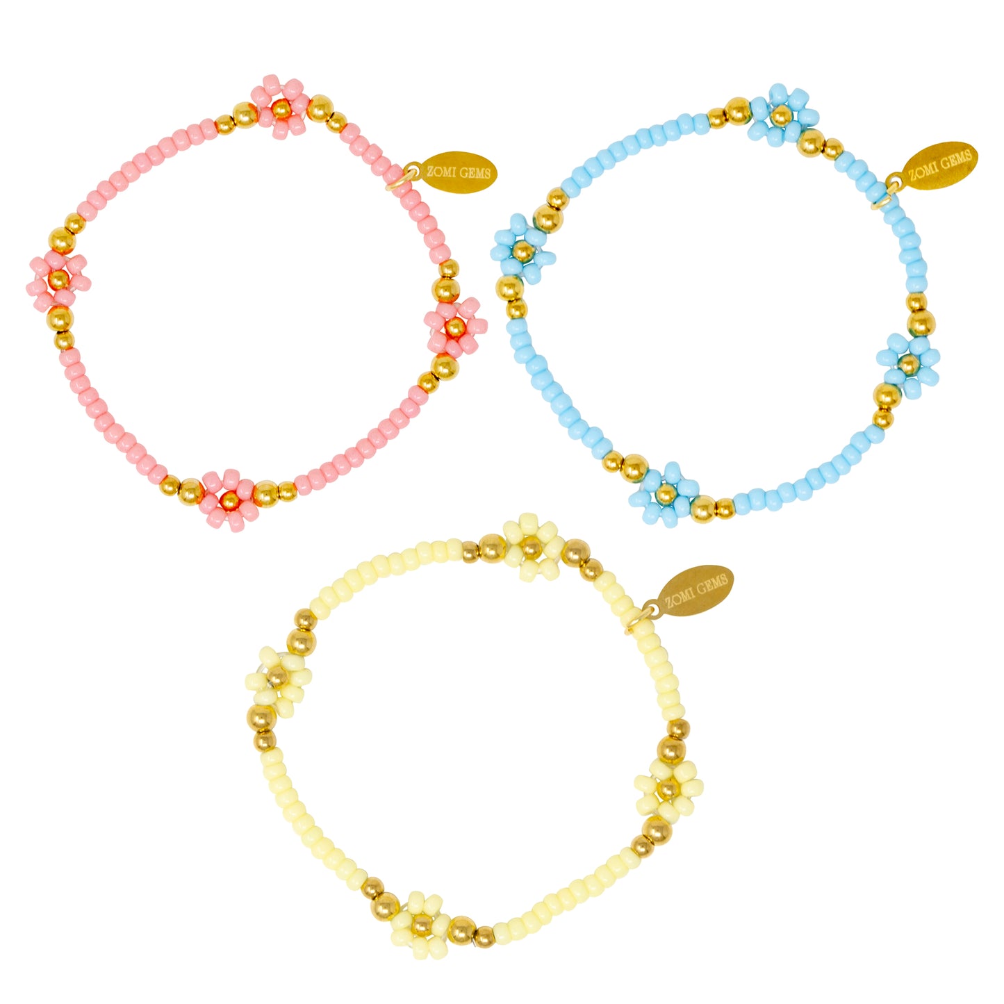 Girl's Tiny Daisies Stretchy Bead Bracelet Set