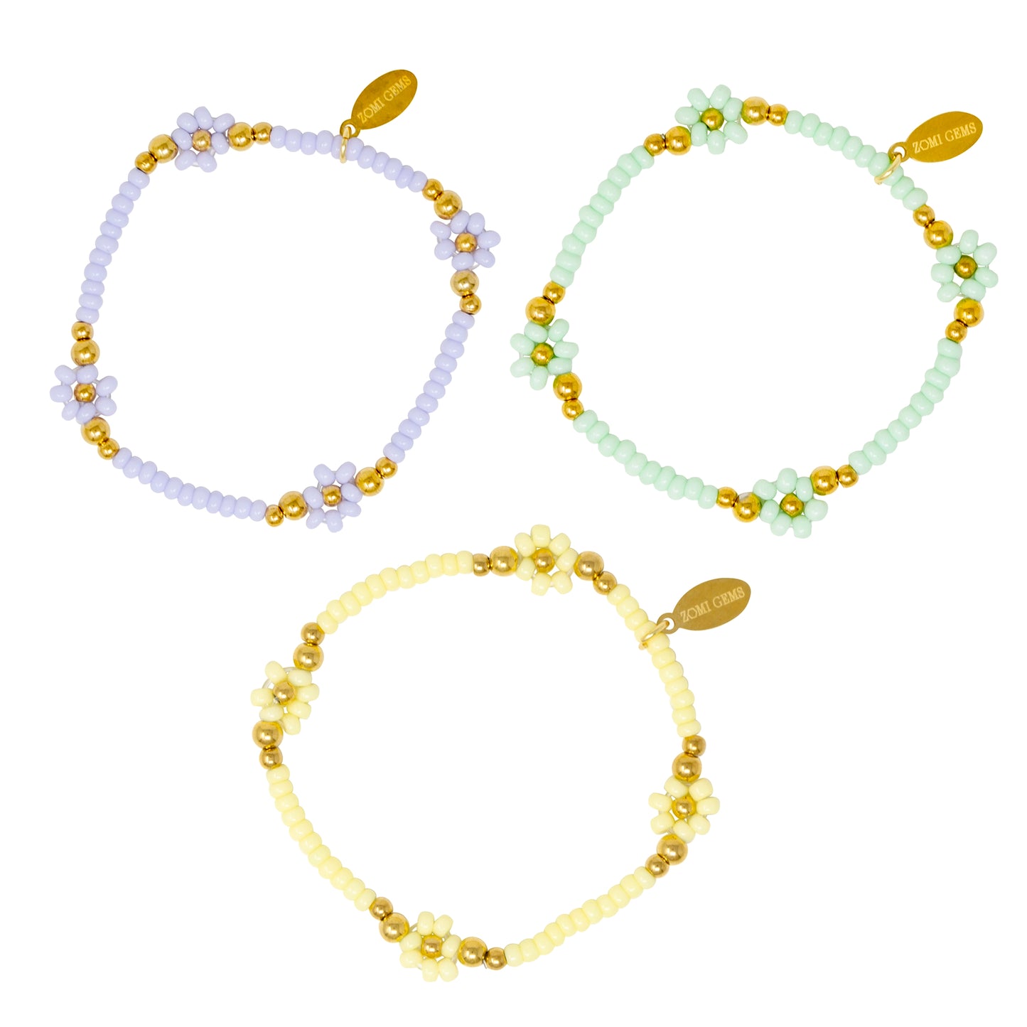 Girl's Tiny Daisies Stretchy Bead Bracelet Set