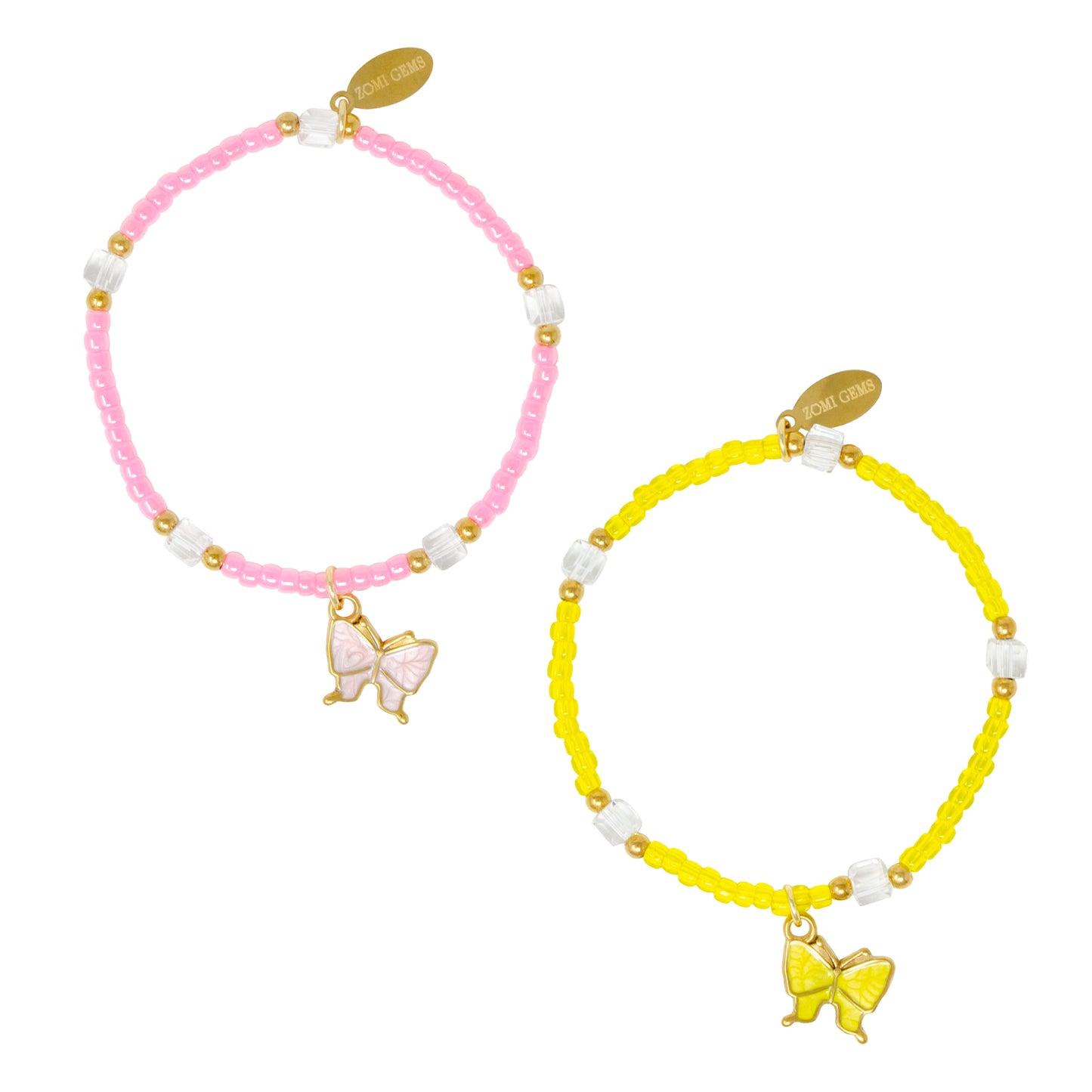 Girl's Butterfly Bead Dainty Bracelet Set