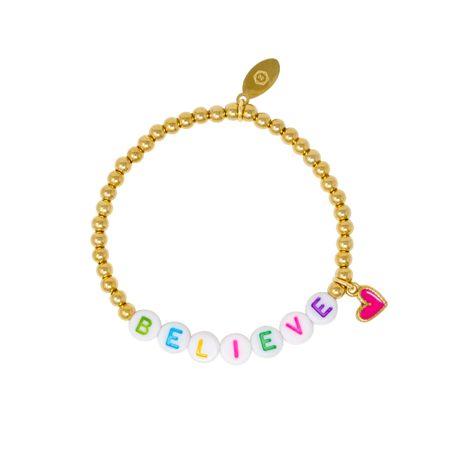 Girl's Inspirational Message Bead Heart Bracelet