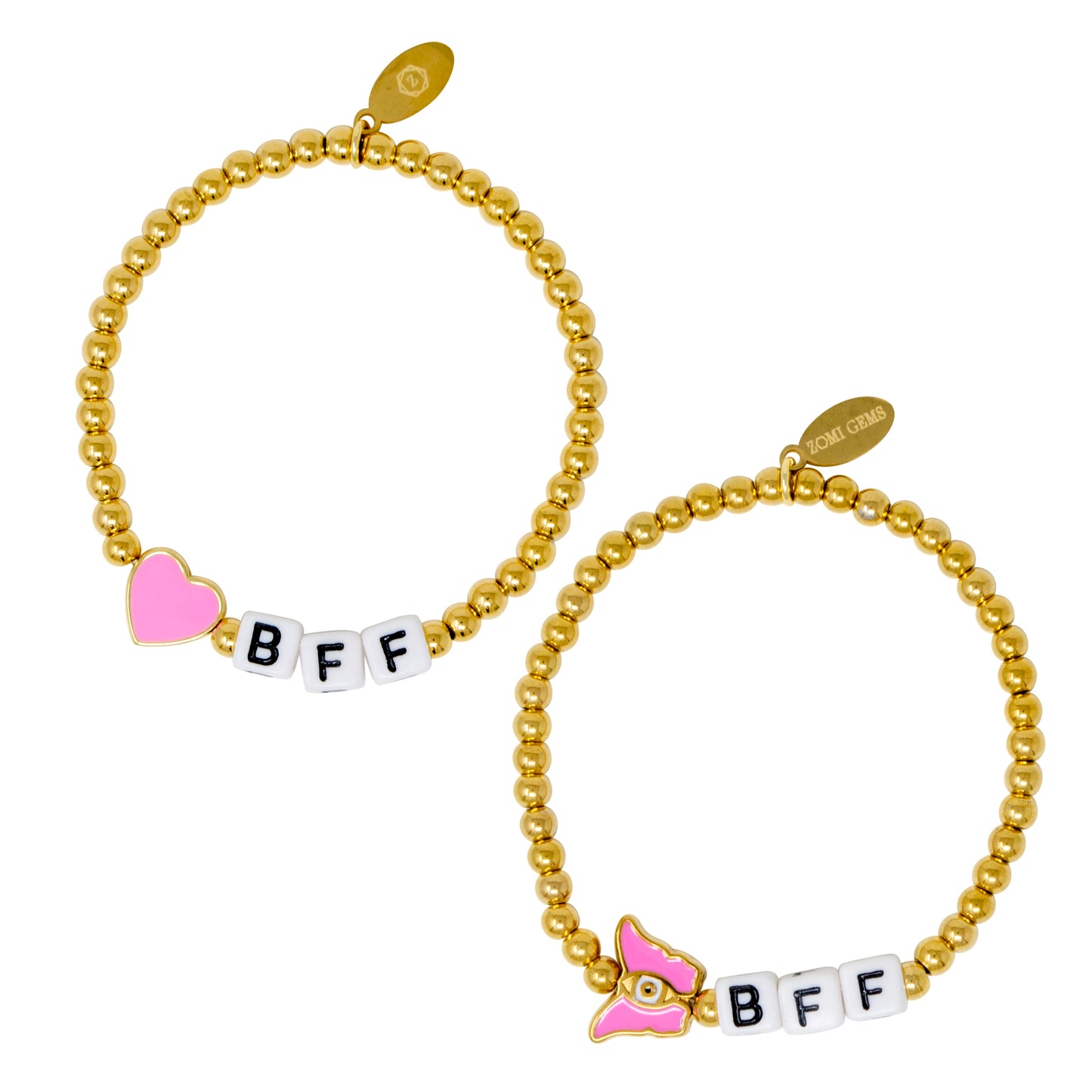 Girl's BFF Butterfly / Heart Bead Bracelet Set
