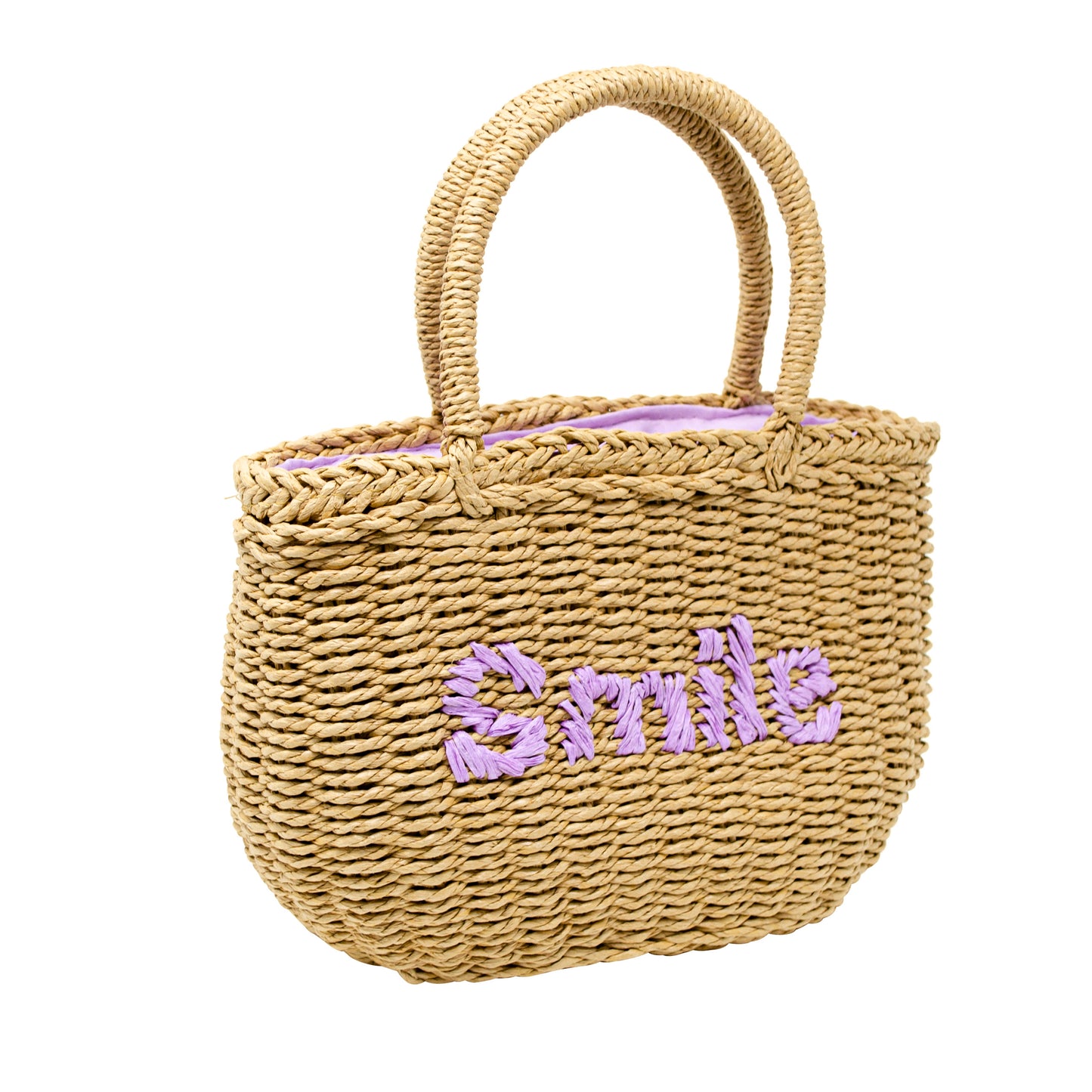 Girls Wicker Basket Message Handbag