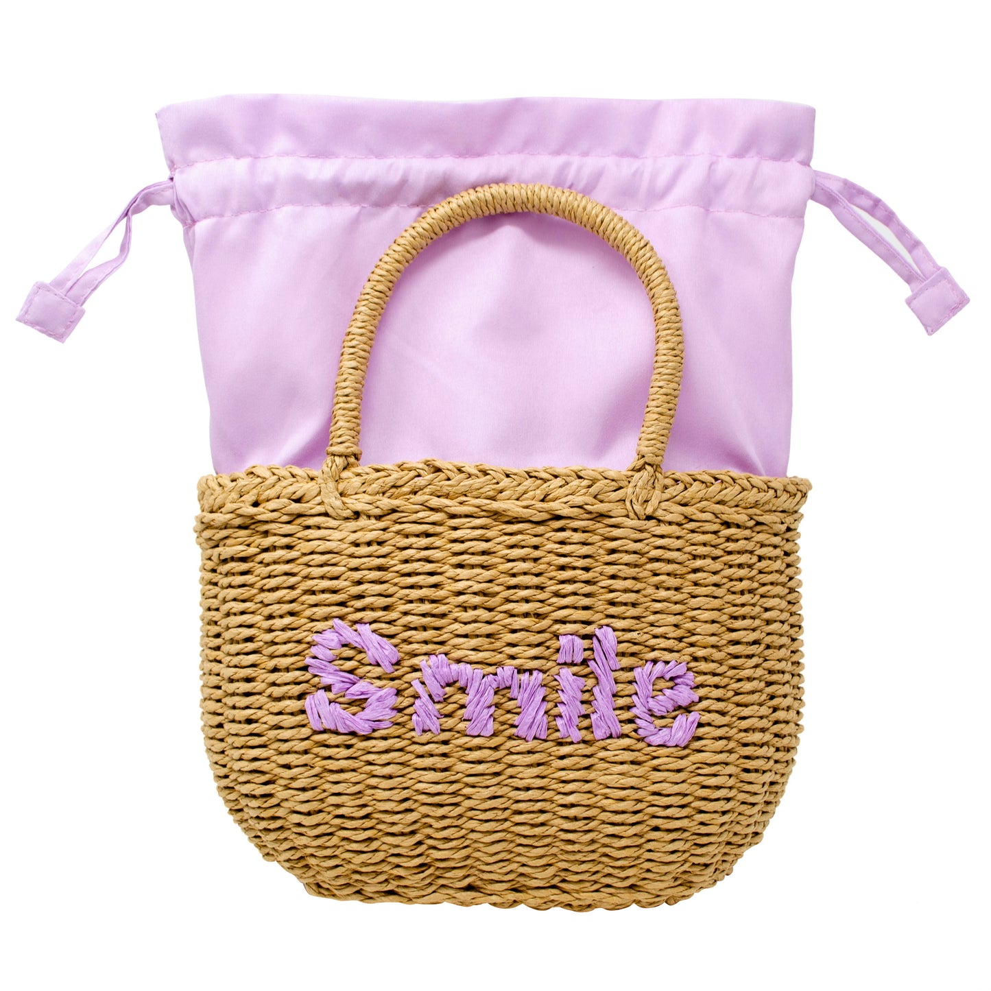 Girls Wicker Basket Message Handbag