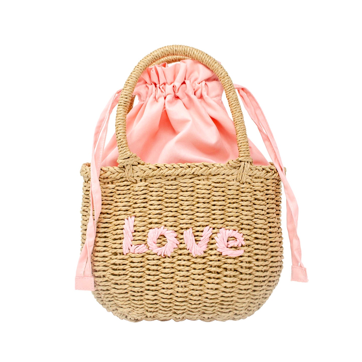Girls Wicker Basket Message Handbag