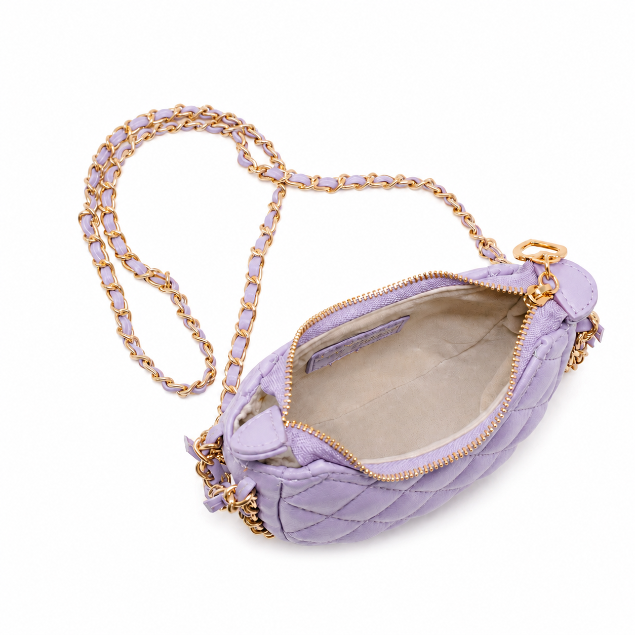 Girls Tiny Quilted Chain Wrapped Hobo Bag