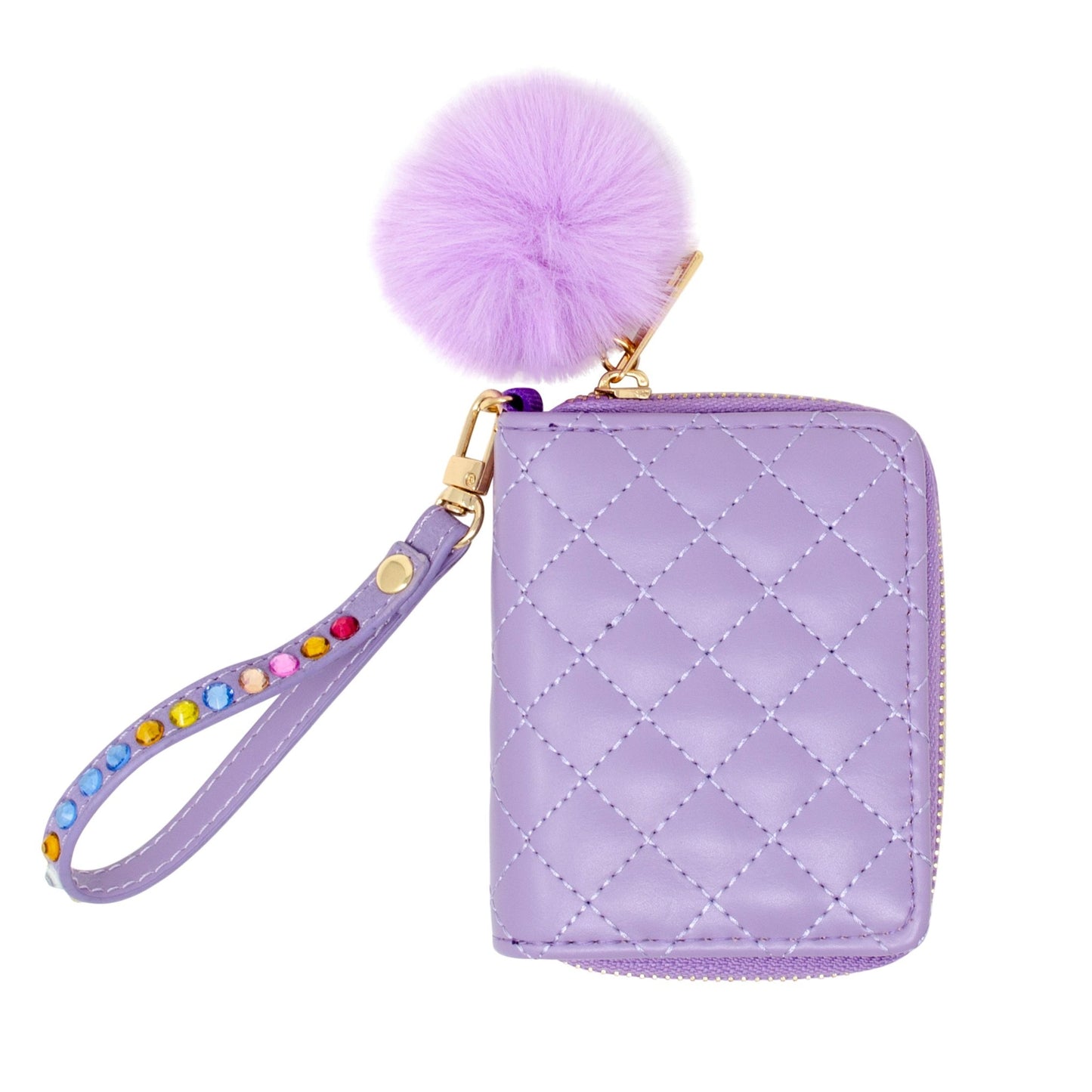 Quilted Rhinestone Strap Wallet