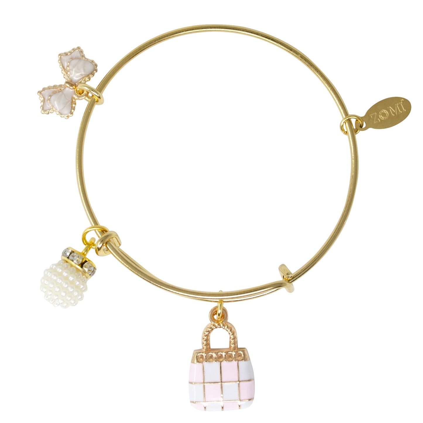 Purse & Bow Gold Bangle