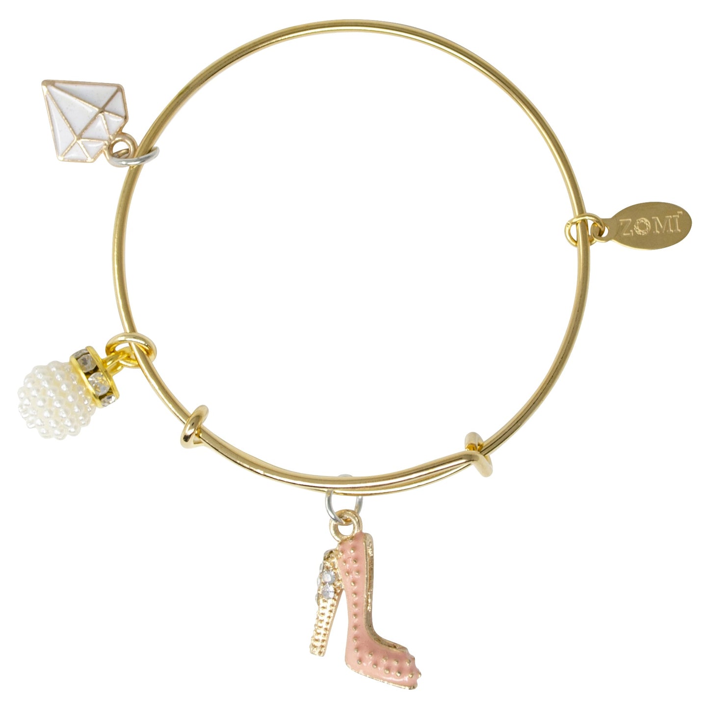 High Heel & Gem Gold Bangle