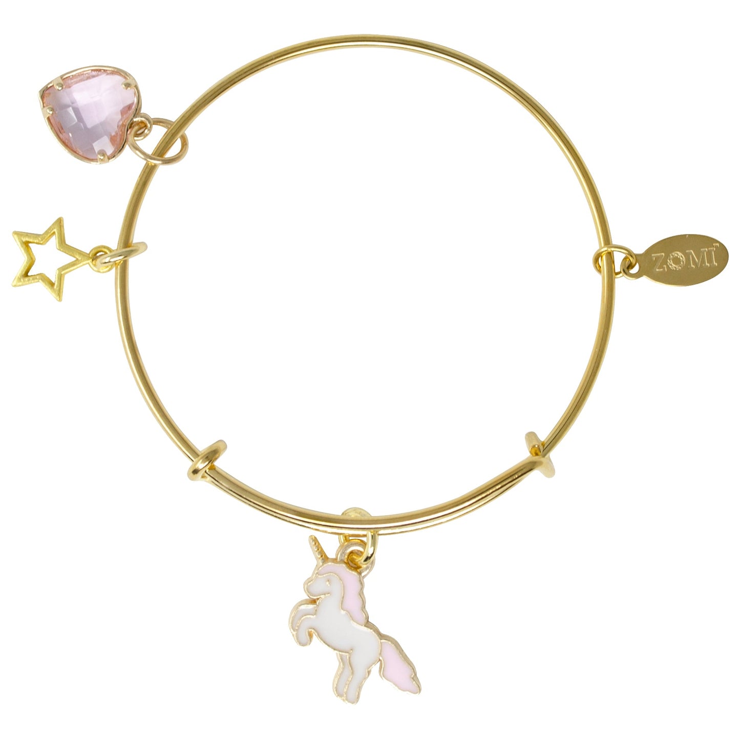 Unicorn & Heart Gold Bangle