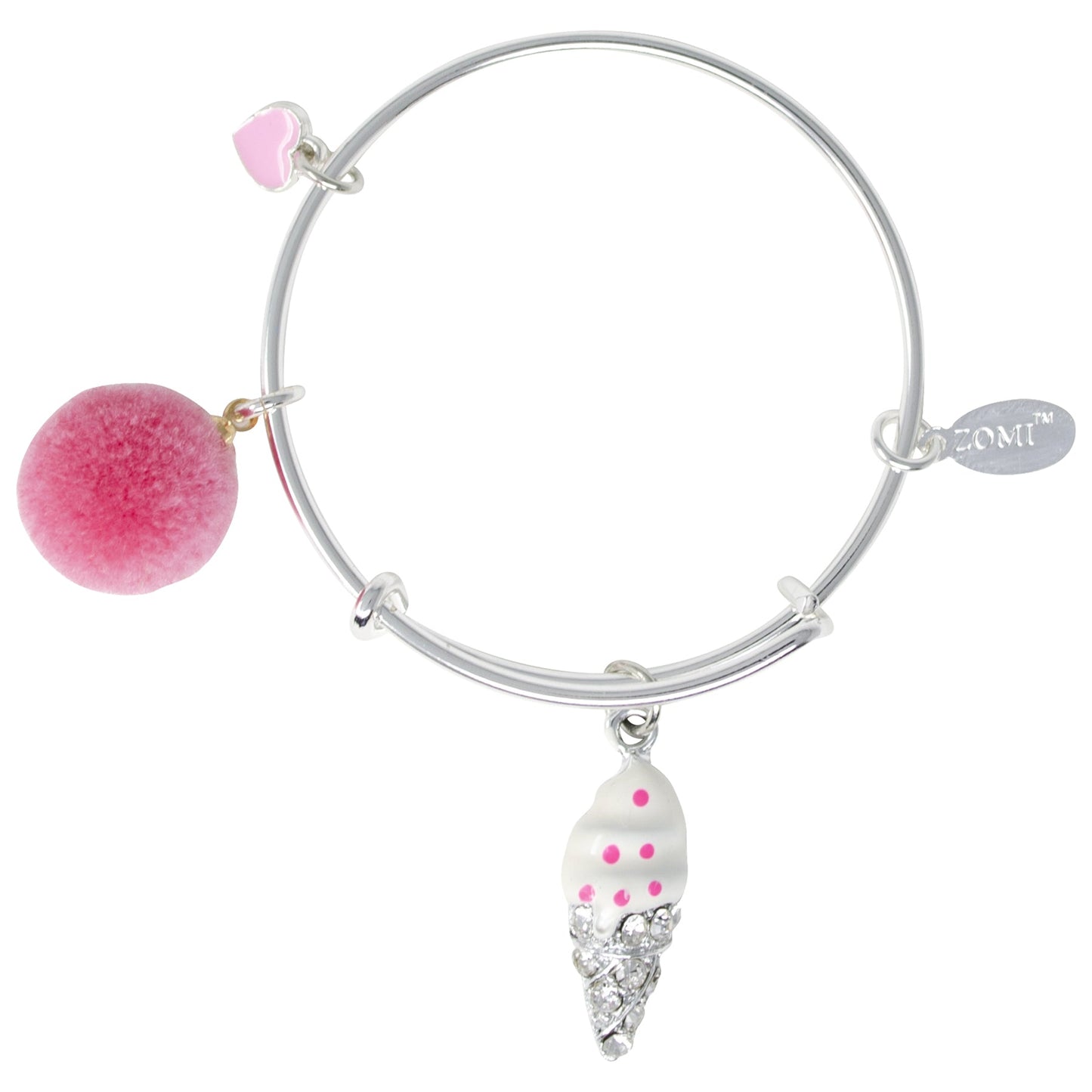 Ice Cream & Pom Pom Silver Bangle