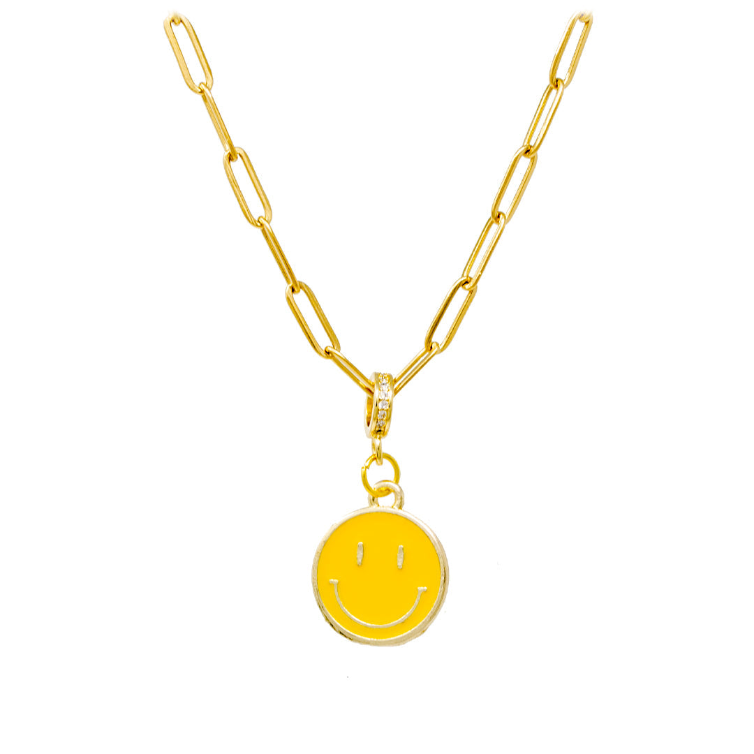 Girl's Happy Face Emoji Paperclip Necklace