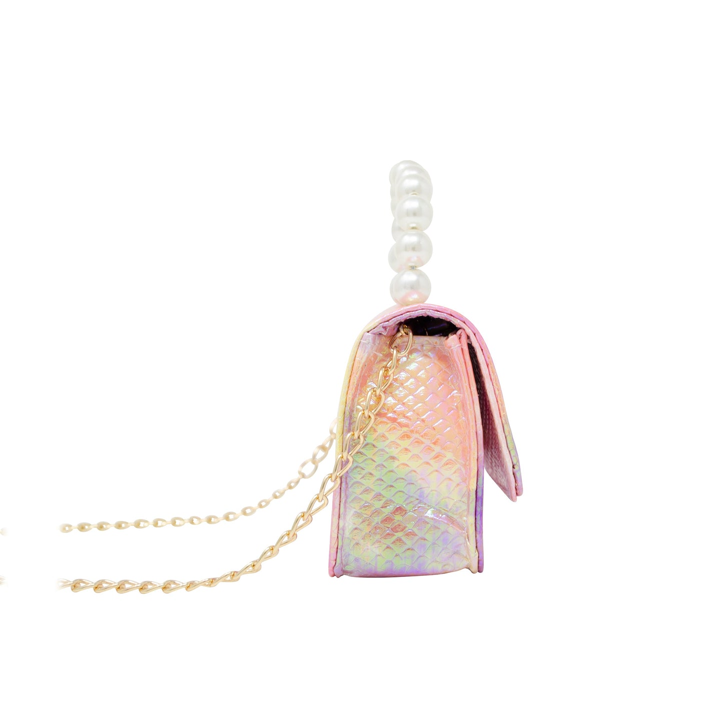 Girl's Tie Dye Crocodile Pearl Handle Handbag