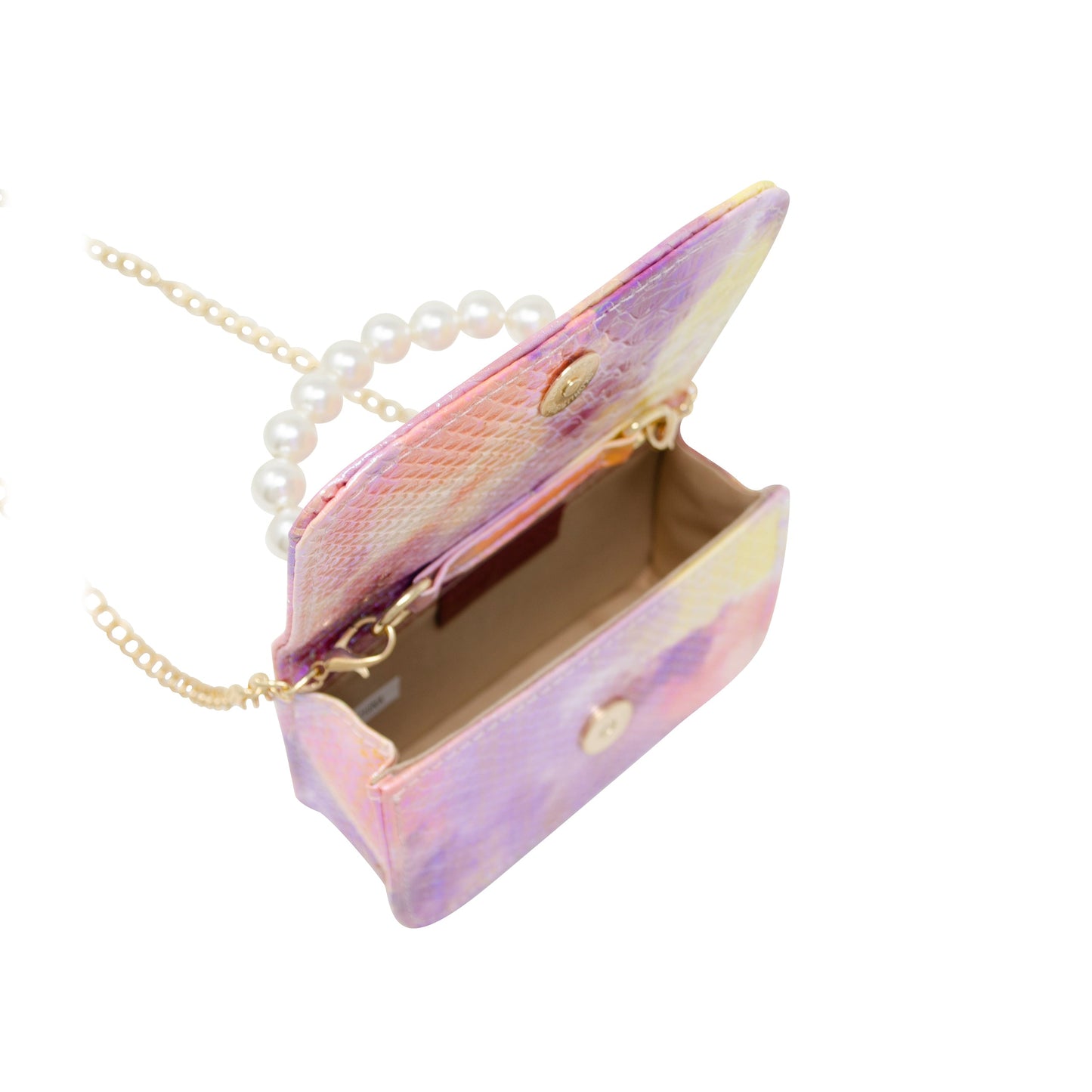 Girl's Tie Dye Crocodile Pearl Handle Handbag