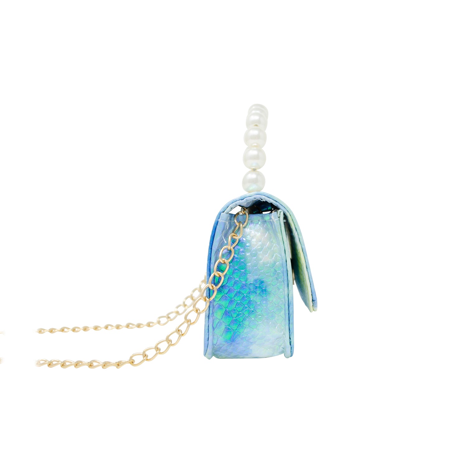 Girl's Tie Dye Crocodile Pearl Handle Handbag