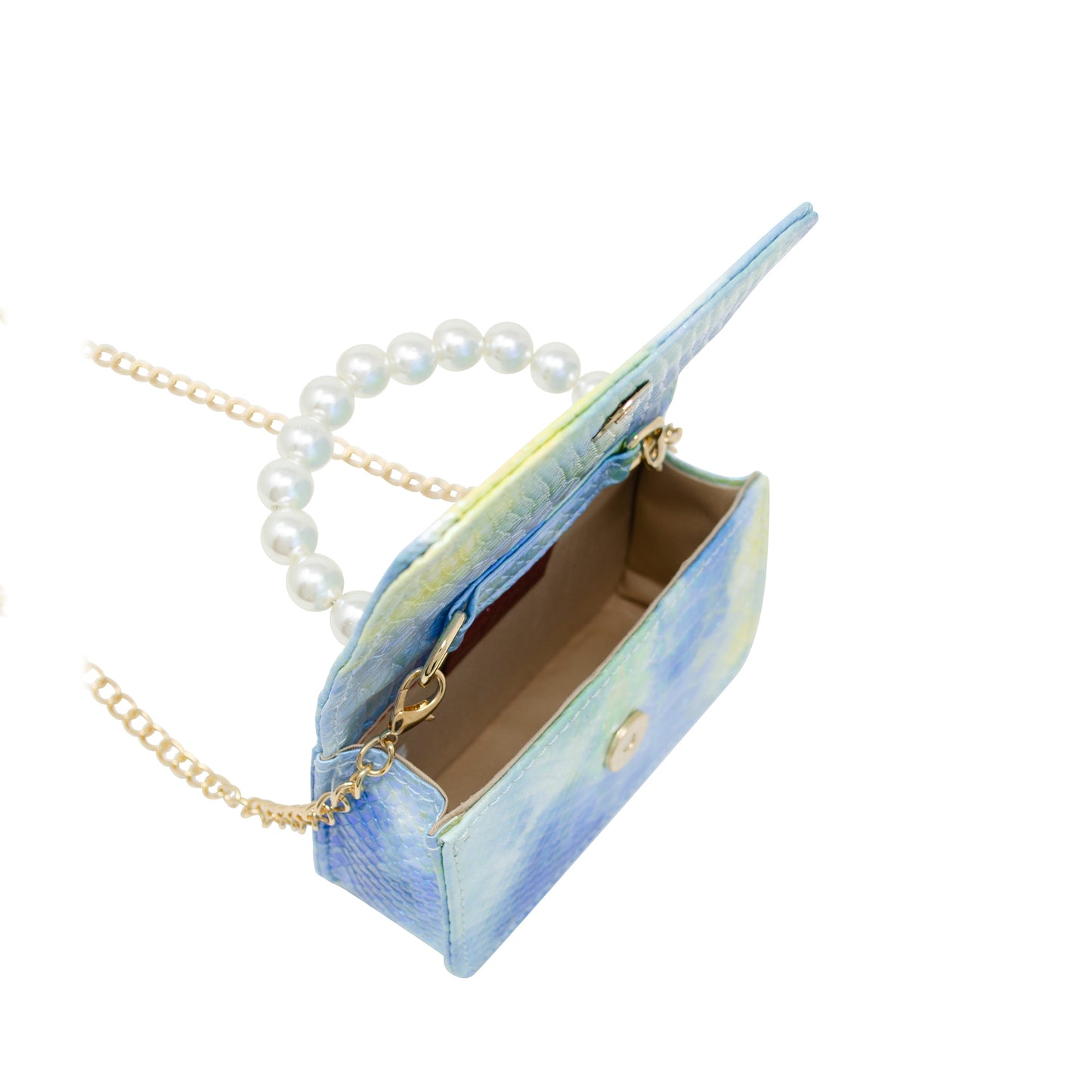 Girl's Tie Dye Crocodile Pearl Handle Handbag