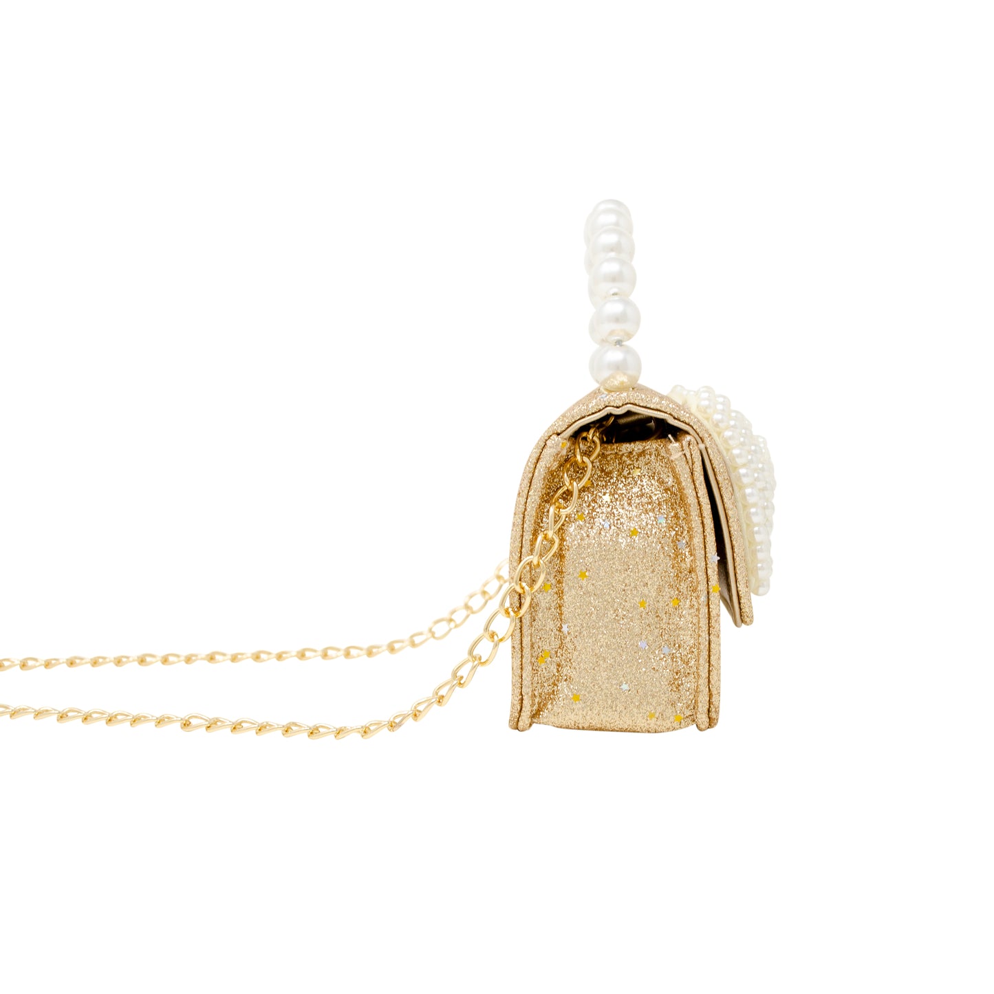 Gold Sparkle Bow Pearl Handle Bag