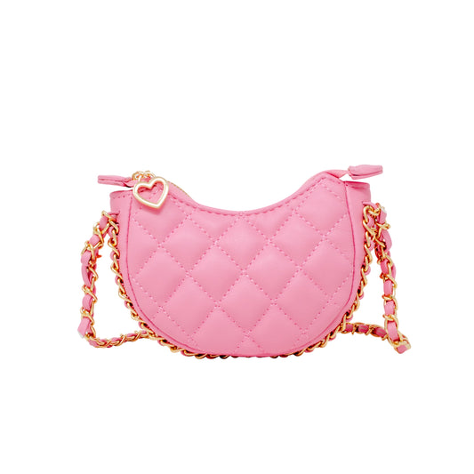 Girls Tiny Quilted Chain Wrapped Hobo Bag