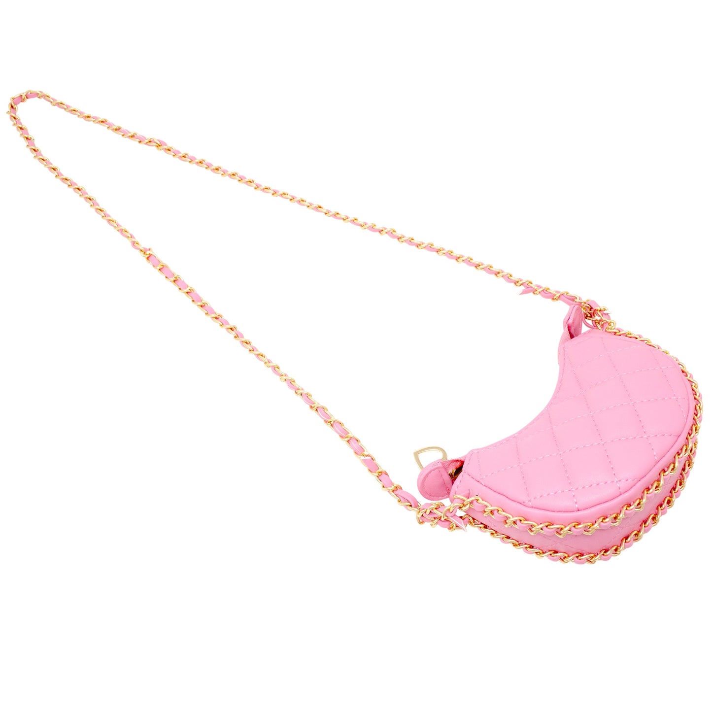 Girls Tiny Quilted Chain Wrapped Hobo Bag