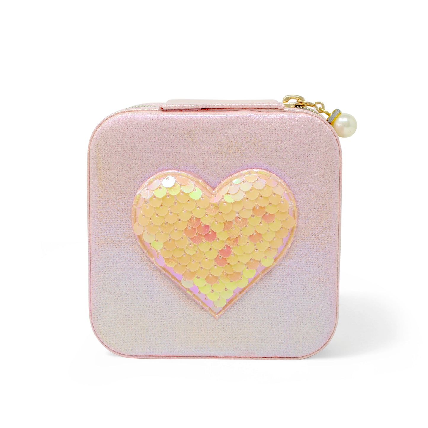 Valentine's Day Girl's Sparking Sequin Heart Jewelry Box