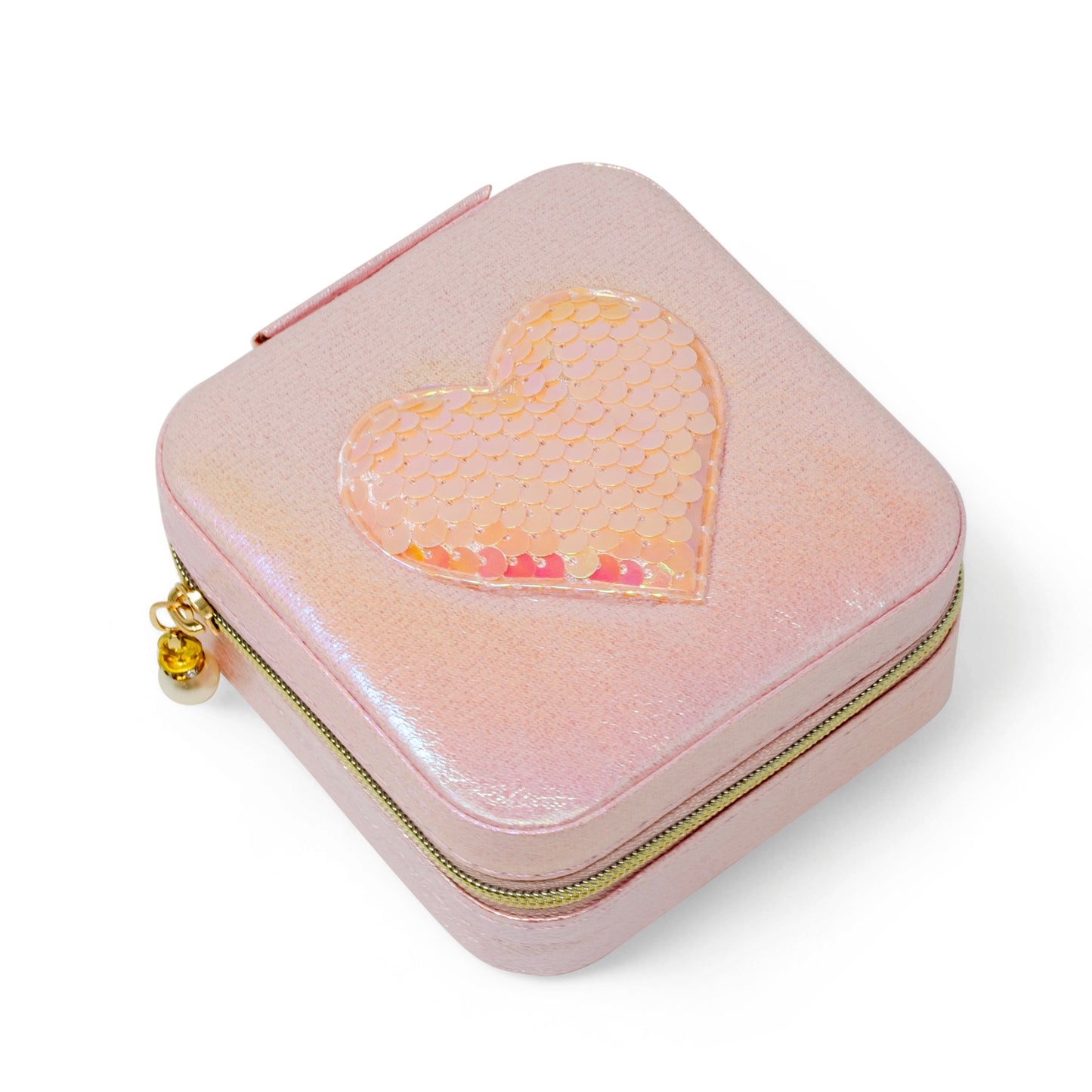 Valentine's Day Girl's Sparking Sequin Heart Jewelry Box