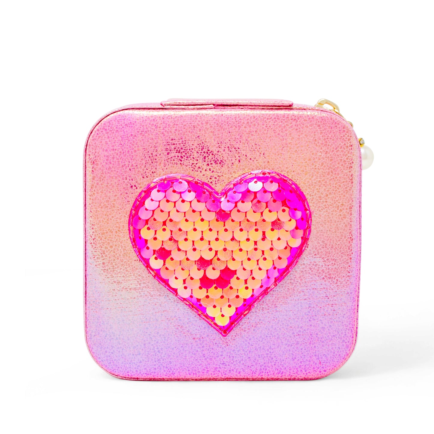 Valentine's Day Girl's Sparking Sequin Heart Jewelry Box