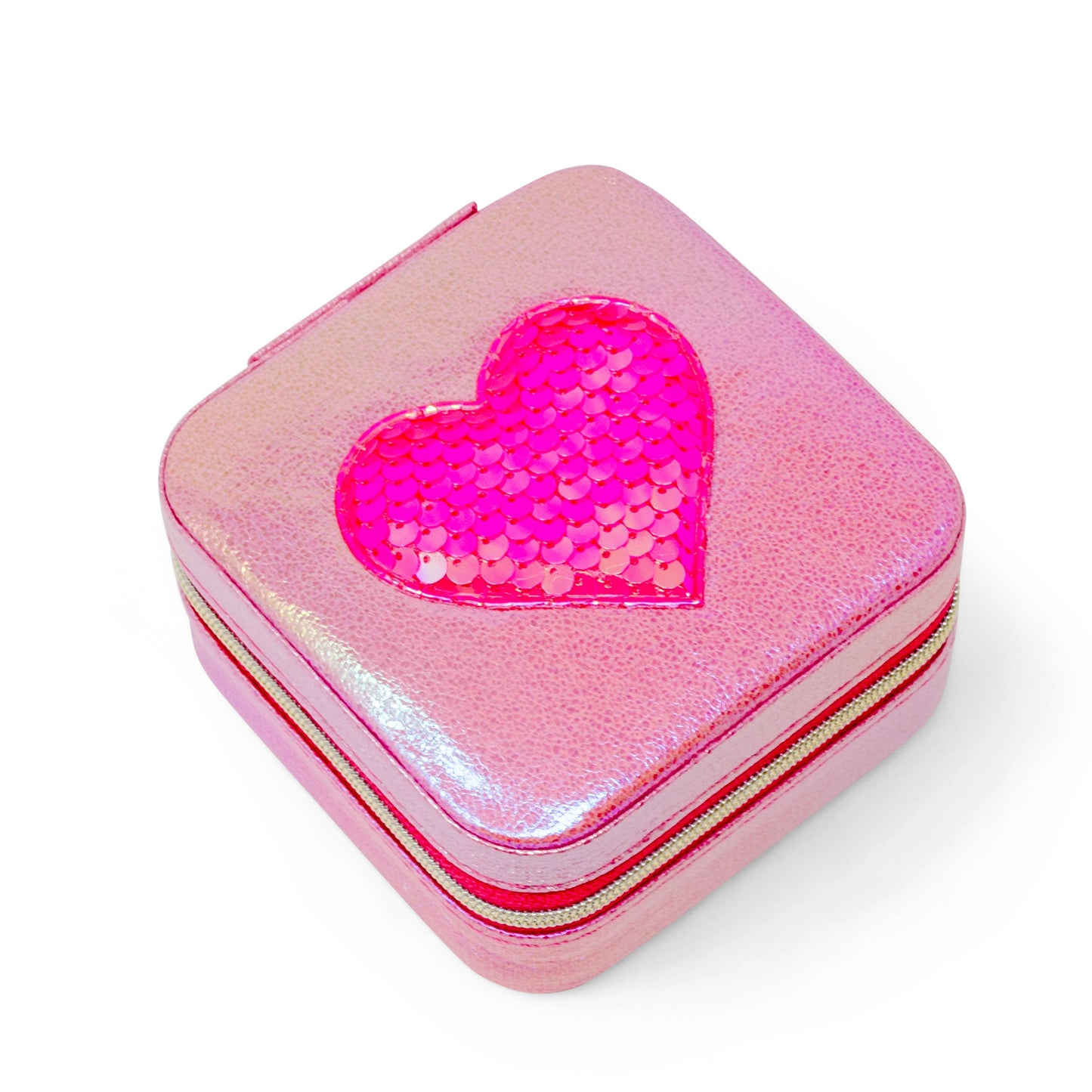 Valentine's Day Girl's Sparking Sequin Heart Jewelry Box