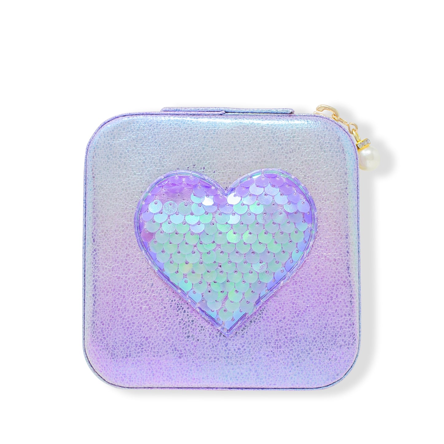 Valentine's Day Girl's Sparking Sequin Heart Jewelry Box