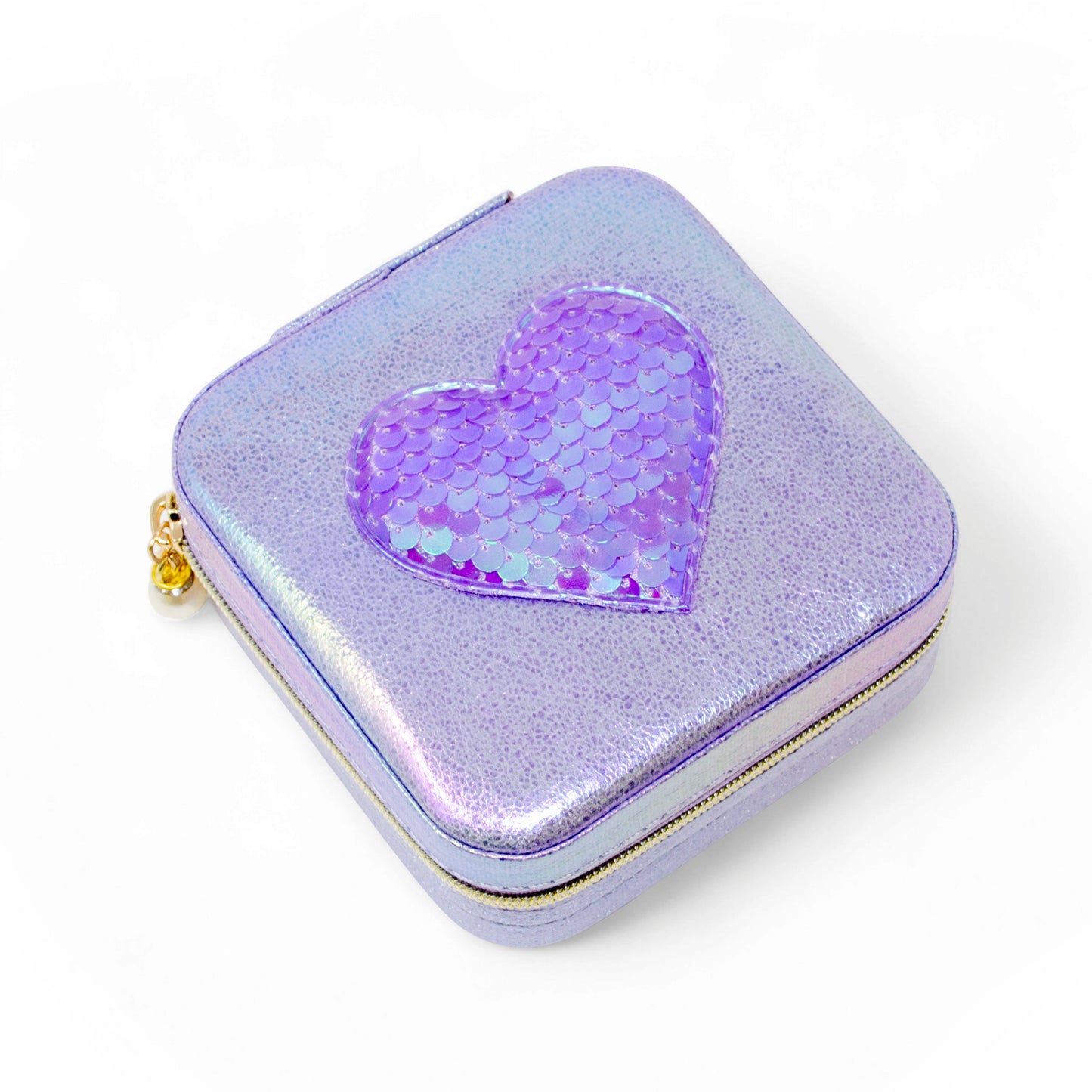 Valentine's Day Girl's Sparking Sequin Heart Jewelry Box